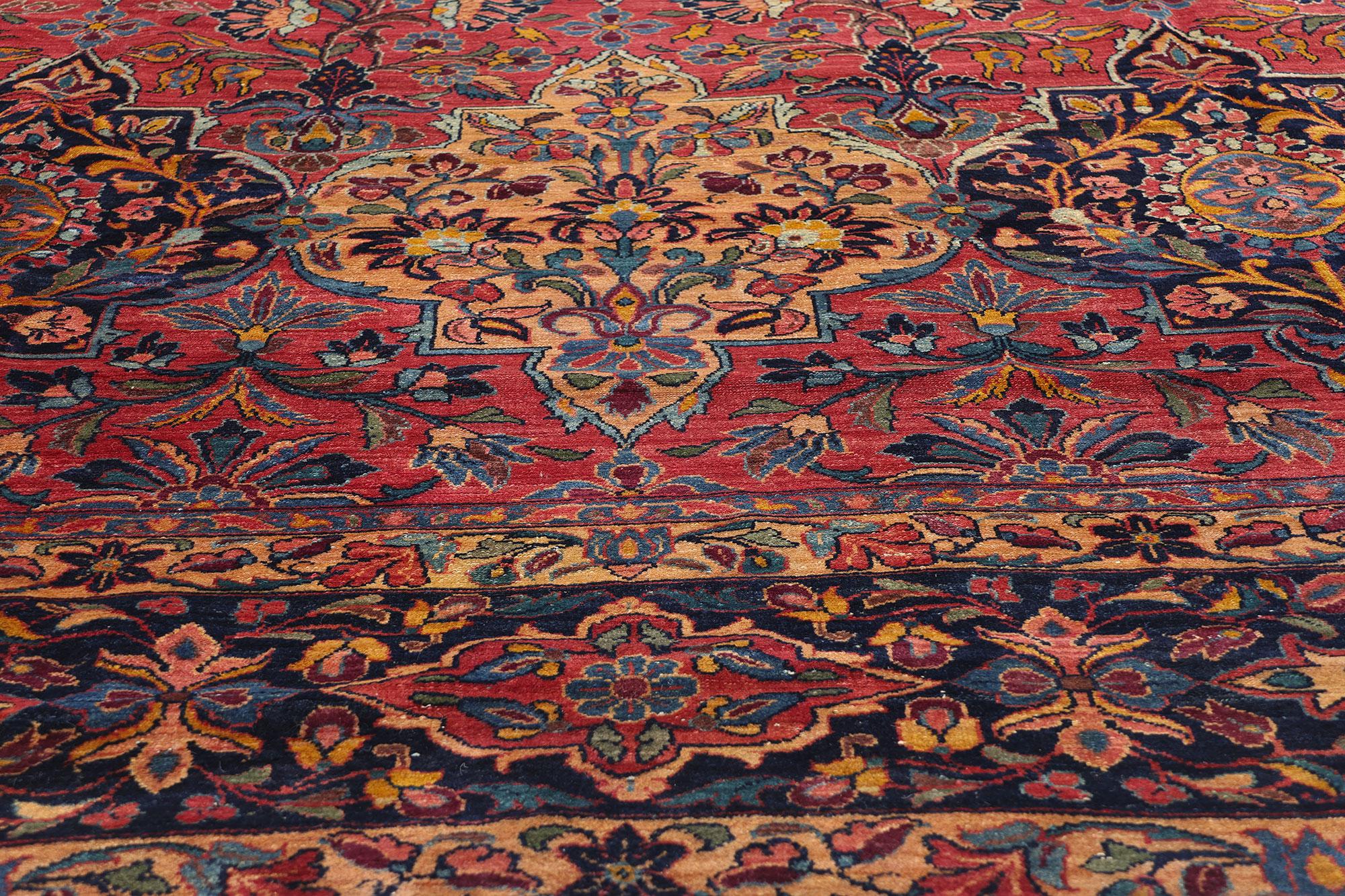 1920's Persian Lilihan Garden Panel Carpet with Modern Style In Good Condition For Sale In Dallas, TX