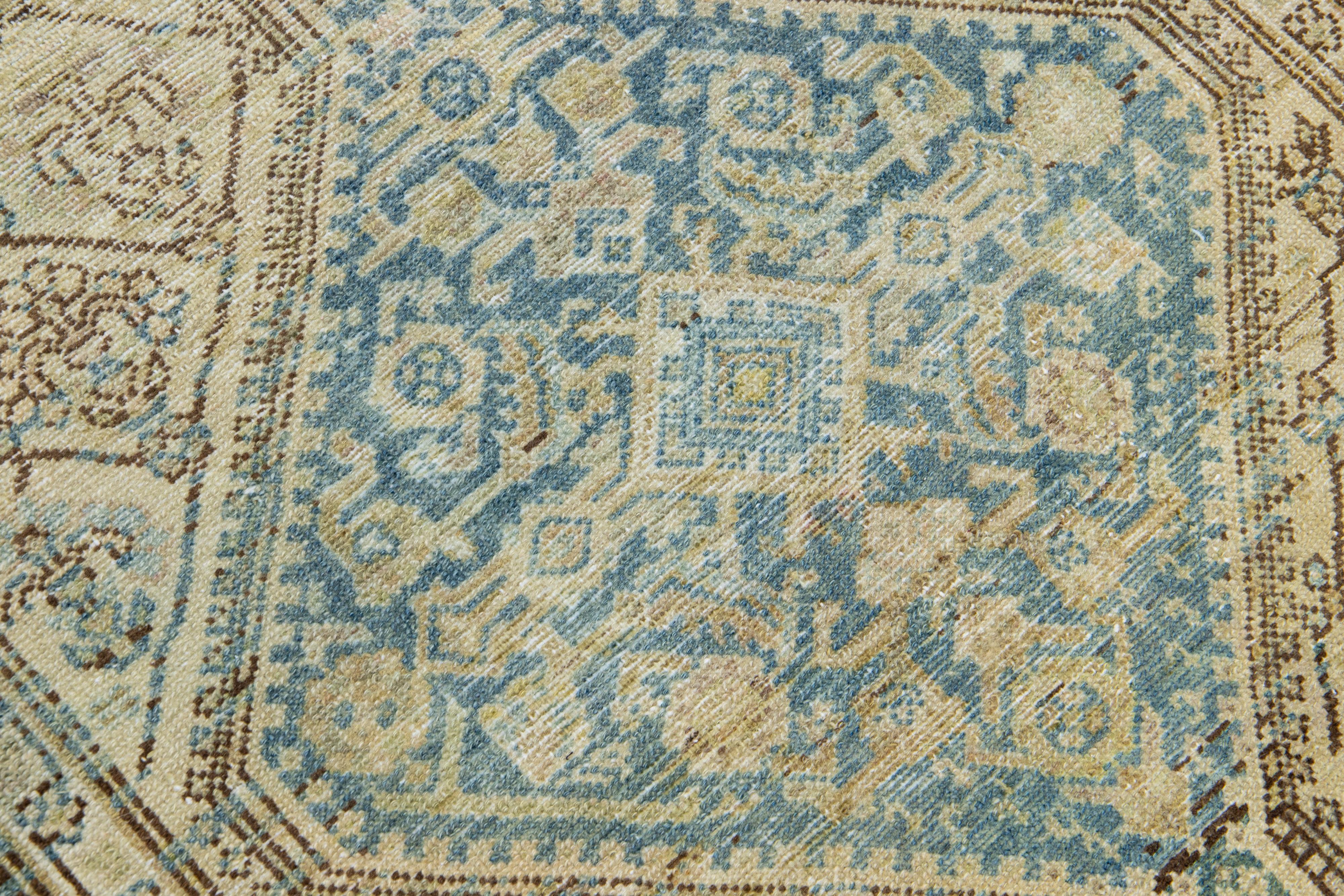 1920s Persian Malayer Wool Runner with Tribal Design In Blue For Sale 2