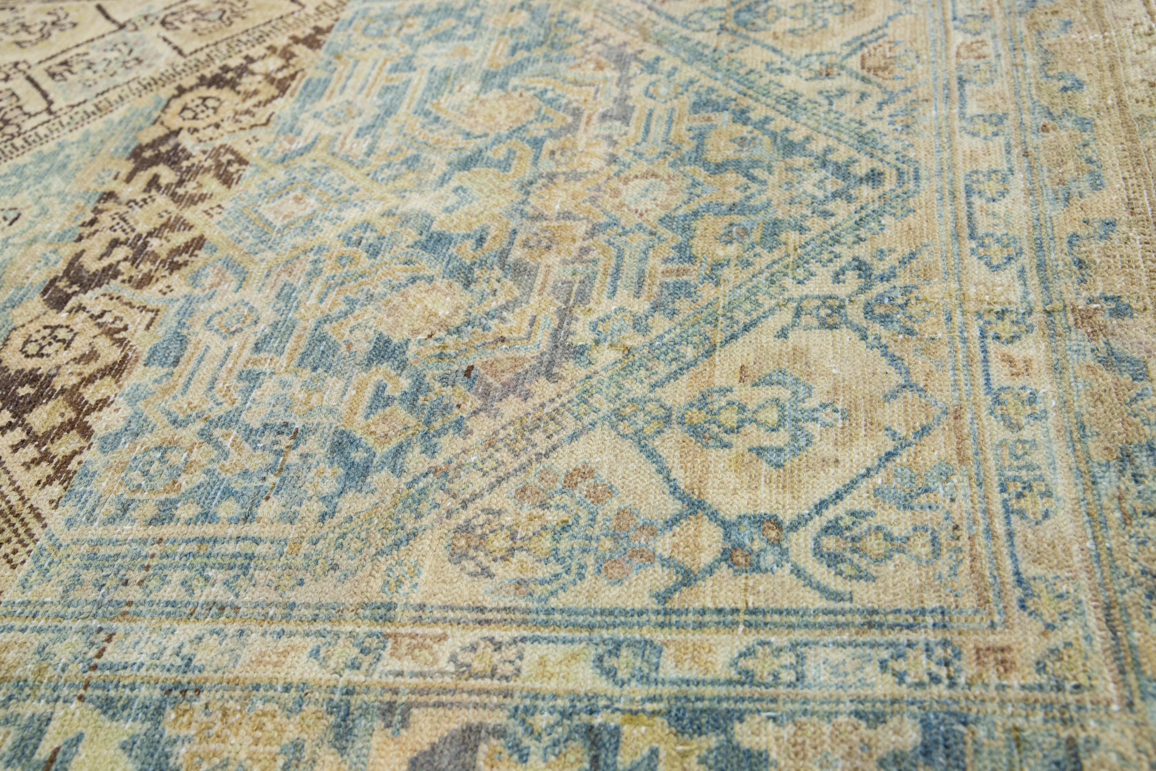 1920s Persian Malayer Wool Runner with Tribal Design In Blue For Sale 3