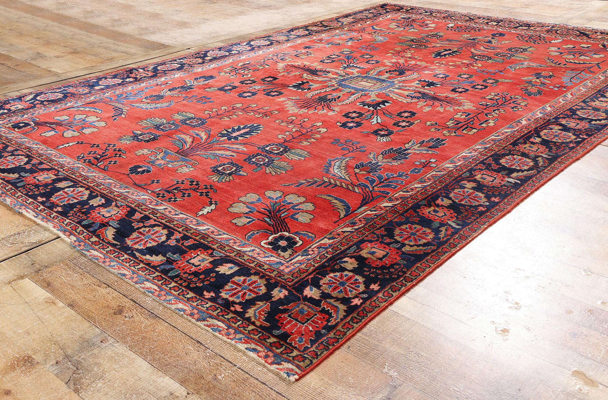 Lana Tappeto persiano Mohajeran Sarouk del 1920 con stile moderno in vendita