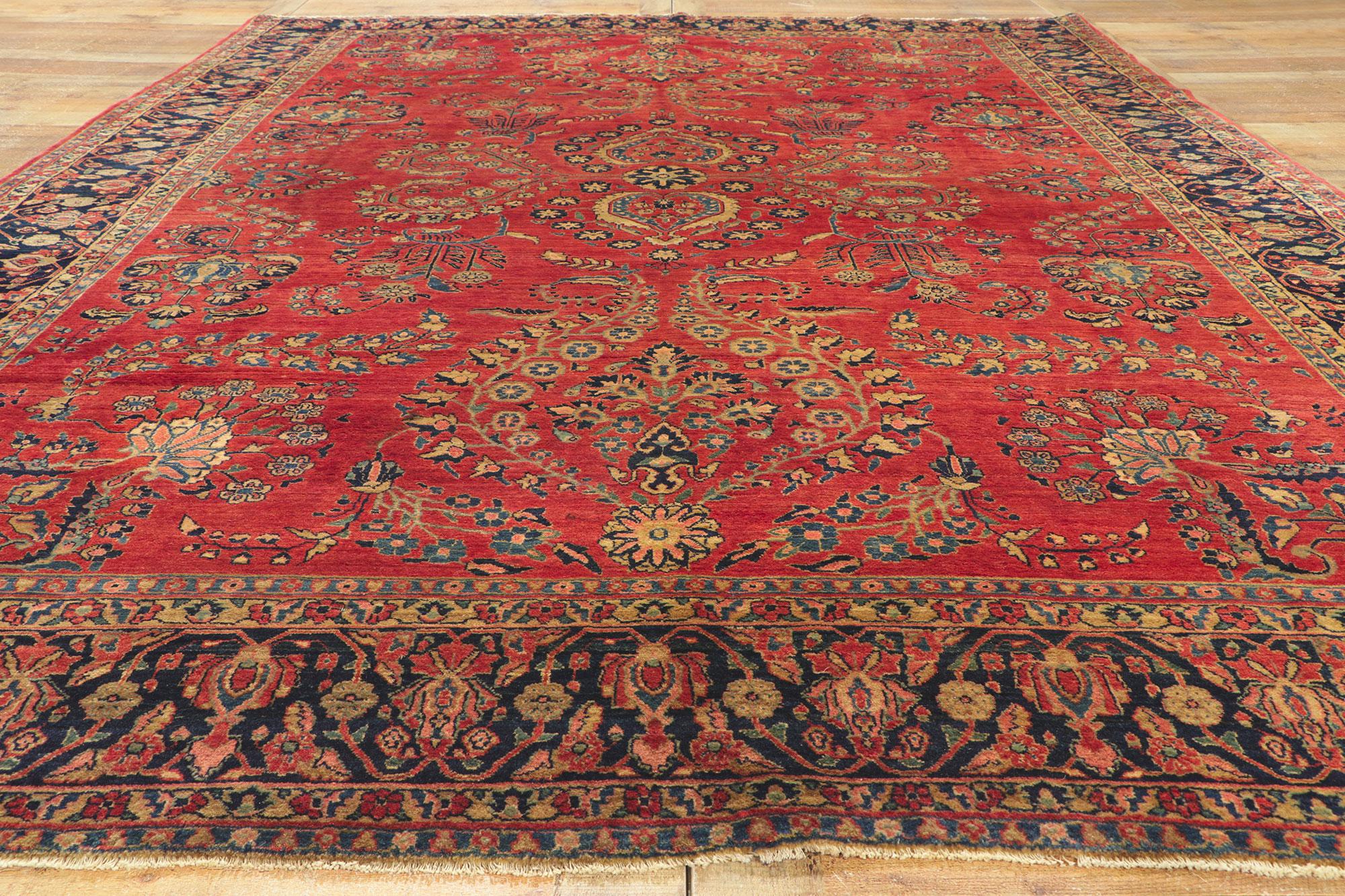 Antiker persischer Mohajeran-Sarouk-Teppich aus Sarouk mit traditionellem Stil (Wolle) im Angebot