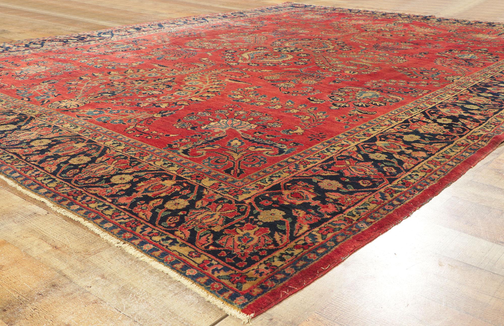 Antiker persischer Mohajeran-Sarouk-Teppich aus Sarouk mit traditionellem Stil (20. Jahrhundert) im Angebot