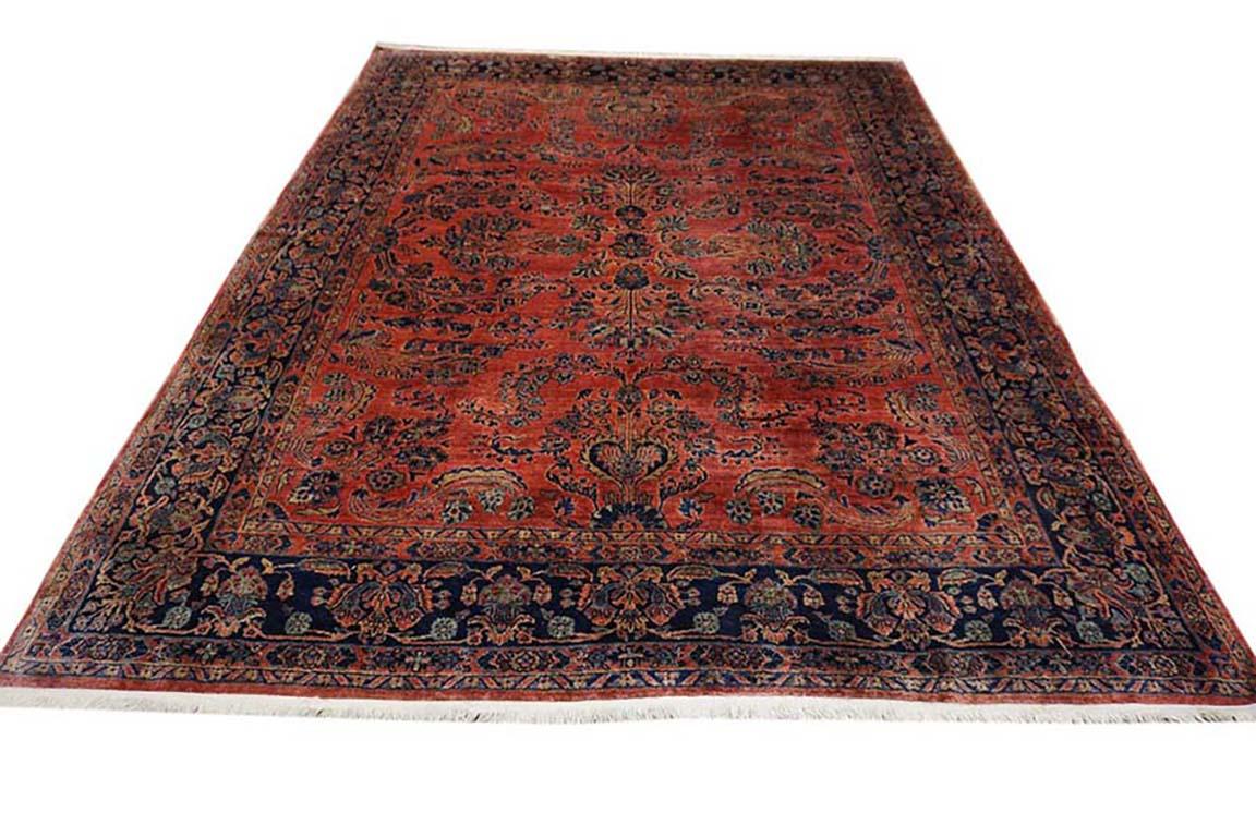 Hand-Knotted 1920s Persian Sarouk Mohajeran Carpet For Sale