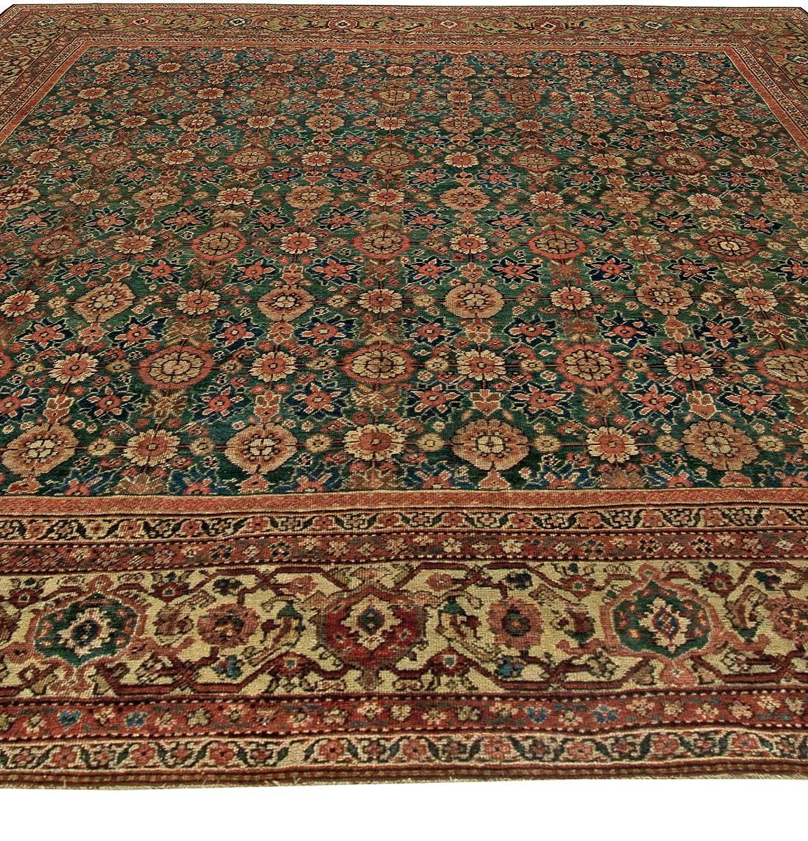 Hand-Knotted 1920s Persian Sultanabad Handmade Wool Rug For Sale