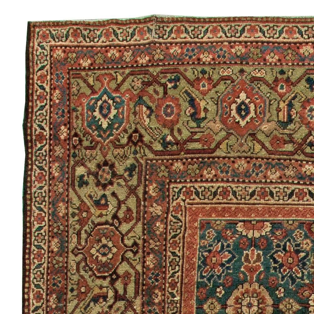 20th Century 1920s Persian Sultanabad Handmade Wool Rug For Sale