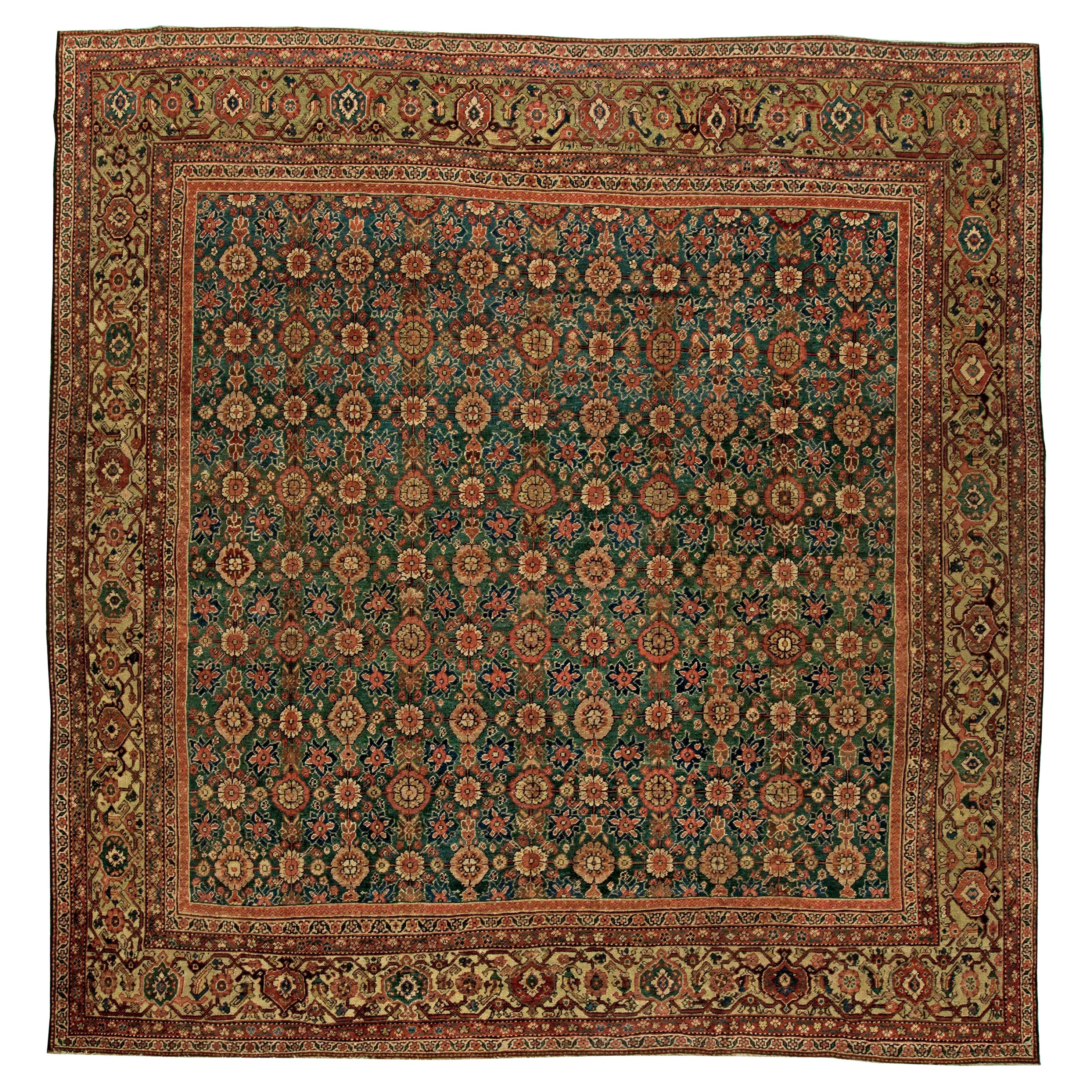 1920s Persian Sultanabad Handmade Wool Rug For Sale
