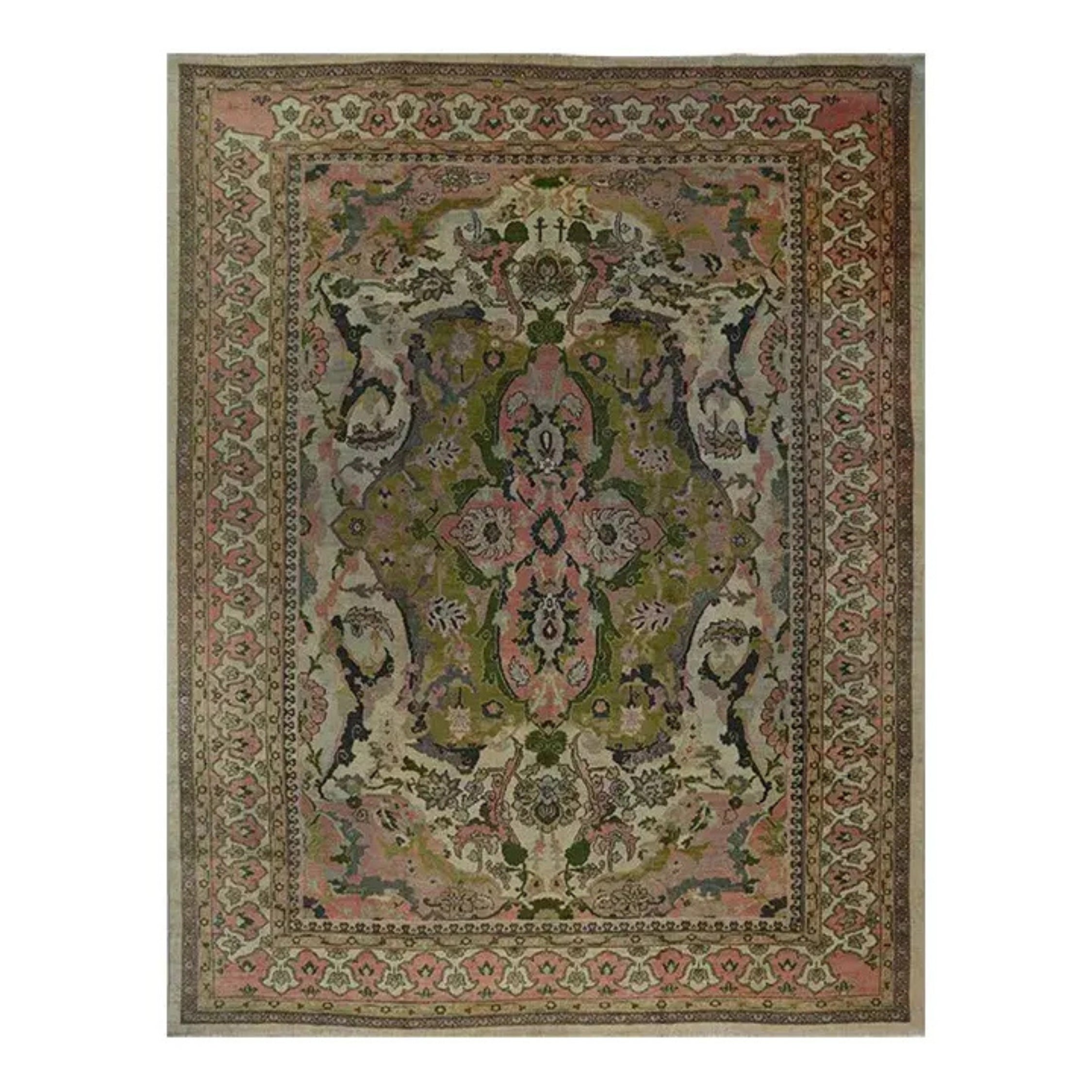 Tappeto persiano in lana di Sultanabad degli anni '20, tappeto floreale annodato a mano, 12' × 15′6″ in vendita