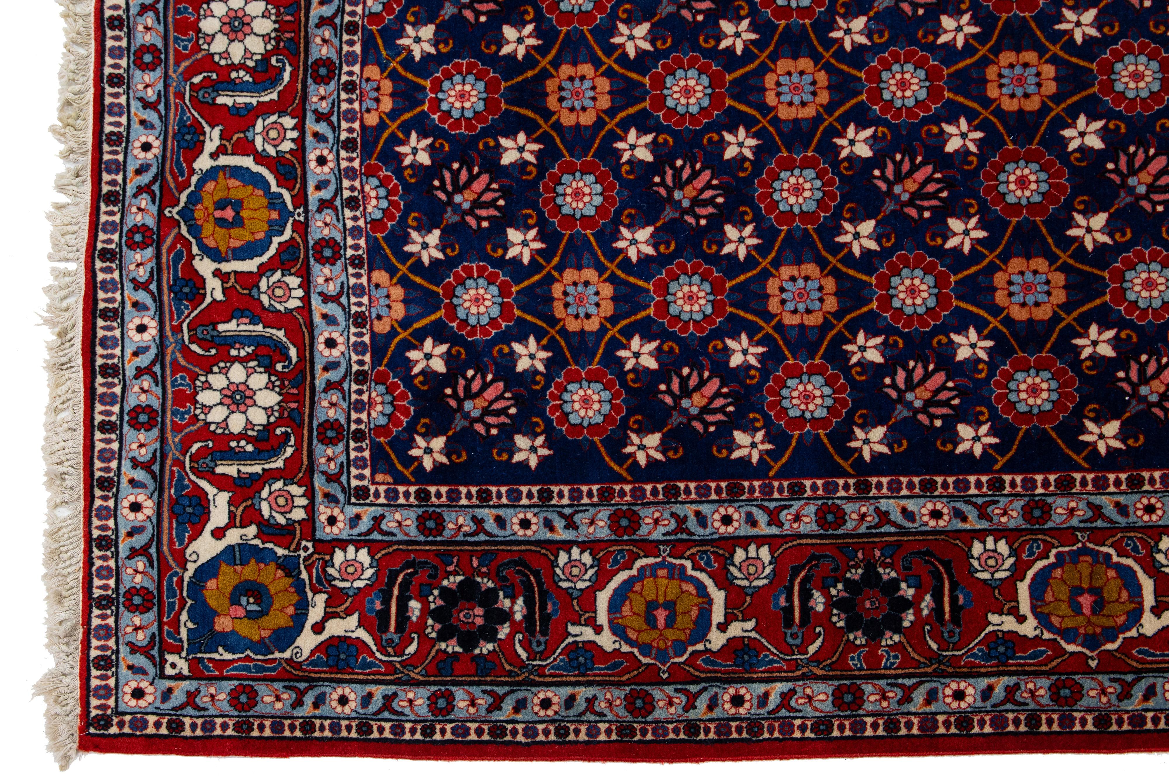 20th Century 1920s Persian Tabriz Wool Rug Adorned with Lavish Floral Pattern For Sale