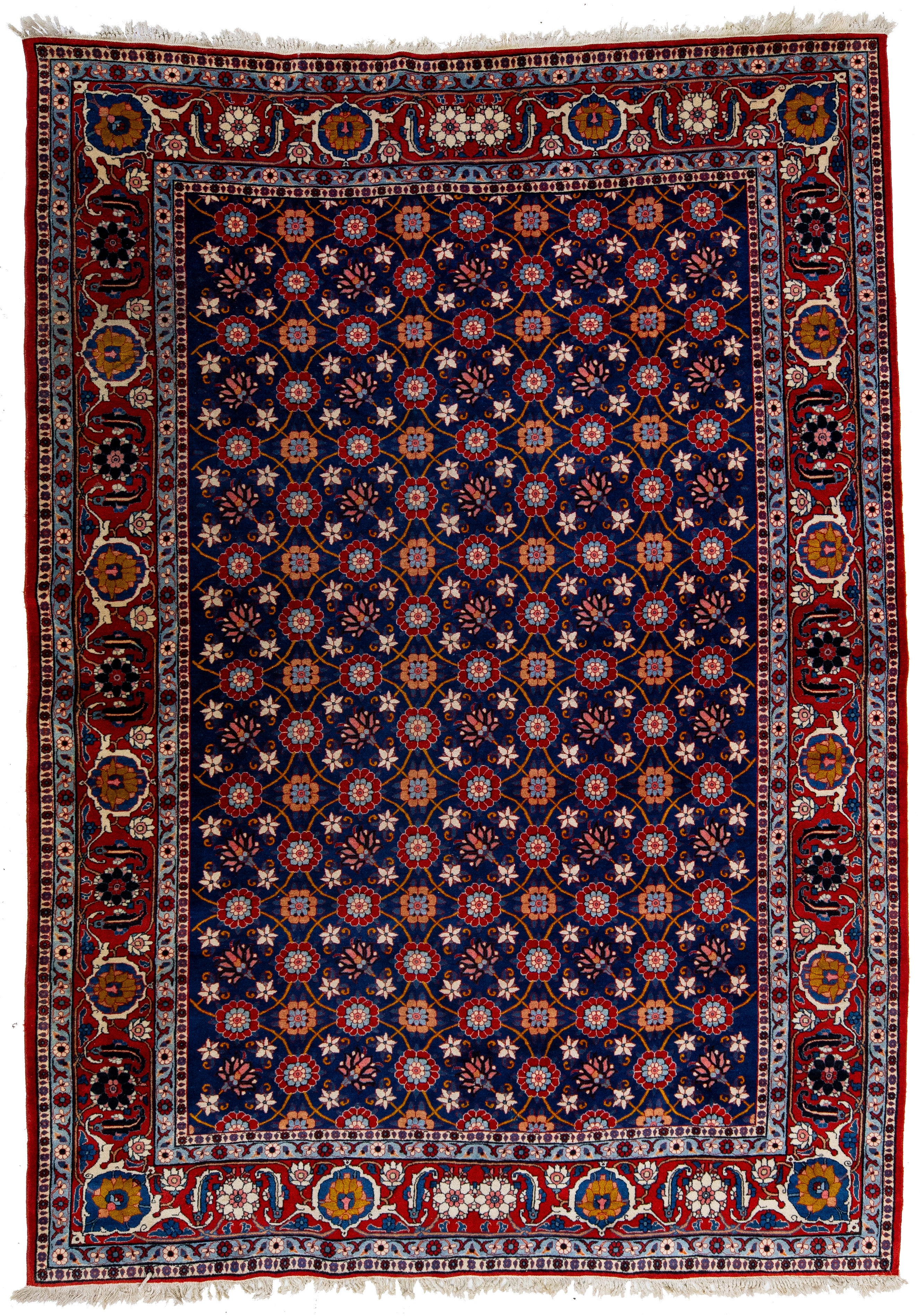 1920s Persian Tabriz Wool Rug Adorned with Lavish Floral Pattern For Sale