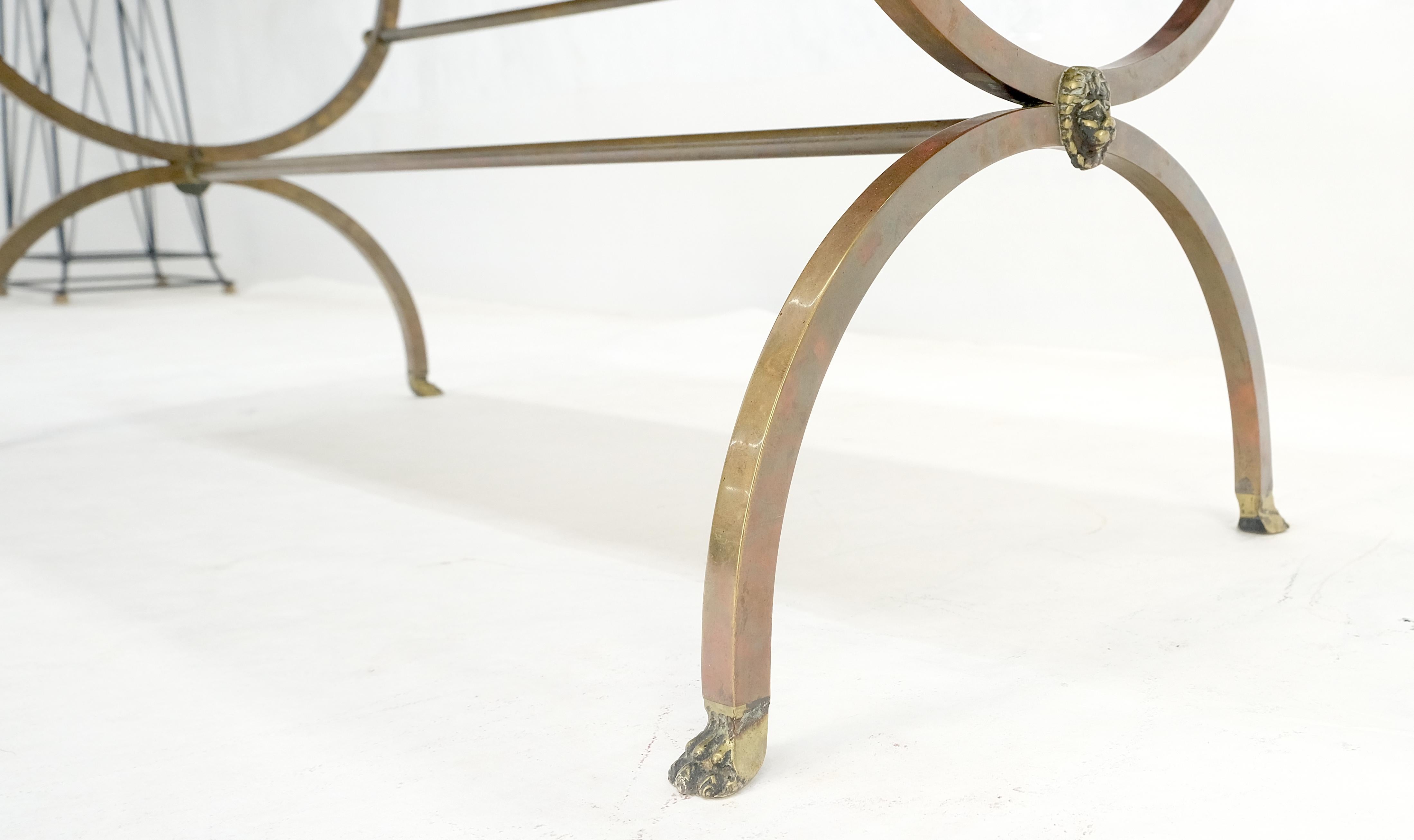 1920s Petit Small Solid Brass Base Claw Feet Oak Top Rectangle Coffee Table NICE For Sale 3