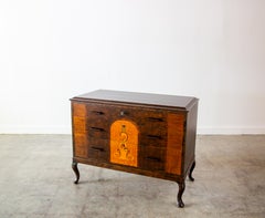 1920s Petite 3 Drawer Inlaid Swedish cabinet with key Carl Malmsten