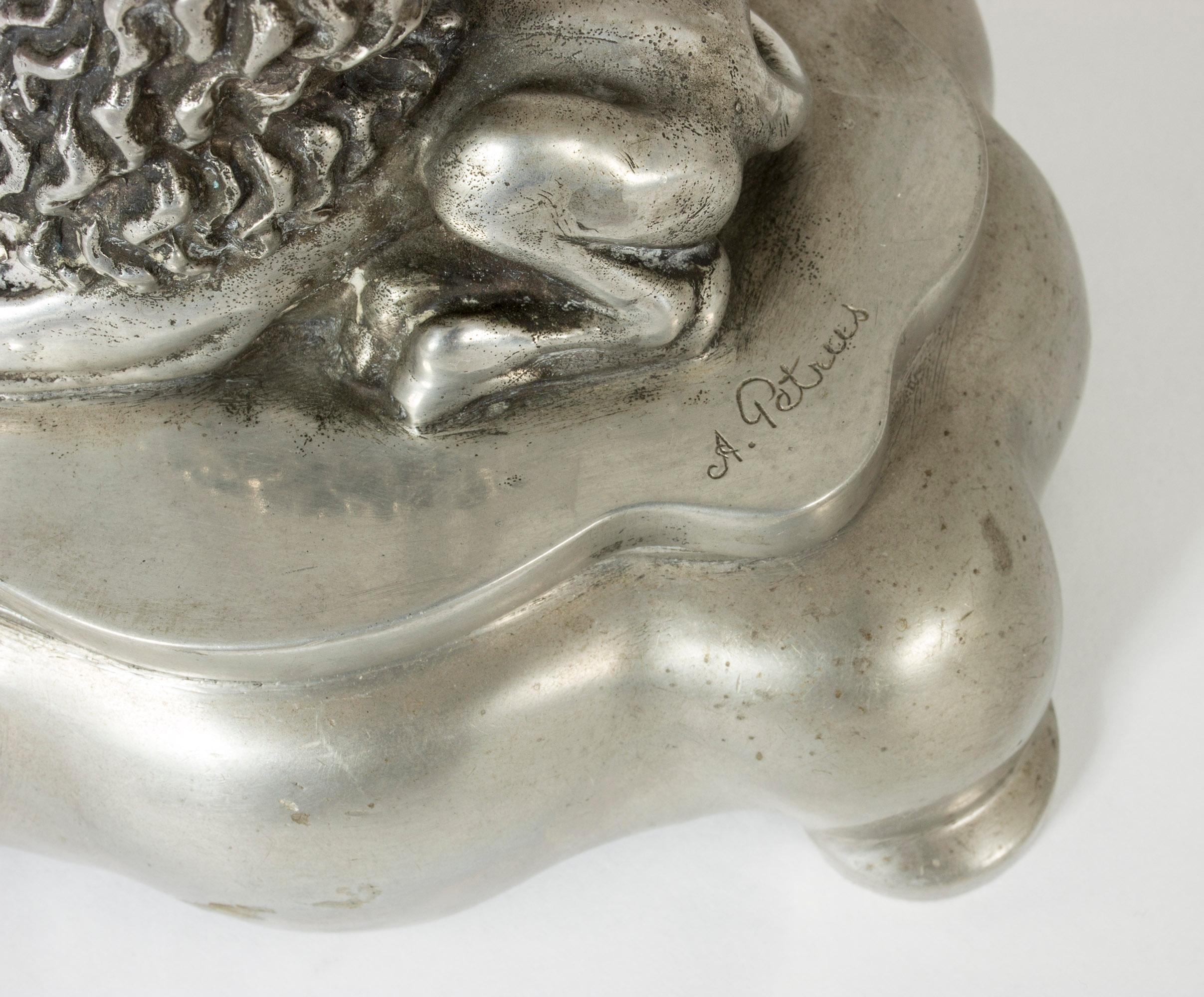 Early 20th Century 1920s Pewter Inkwell by Anna Petrus
