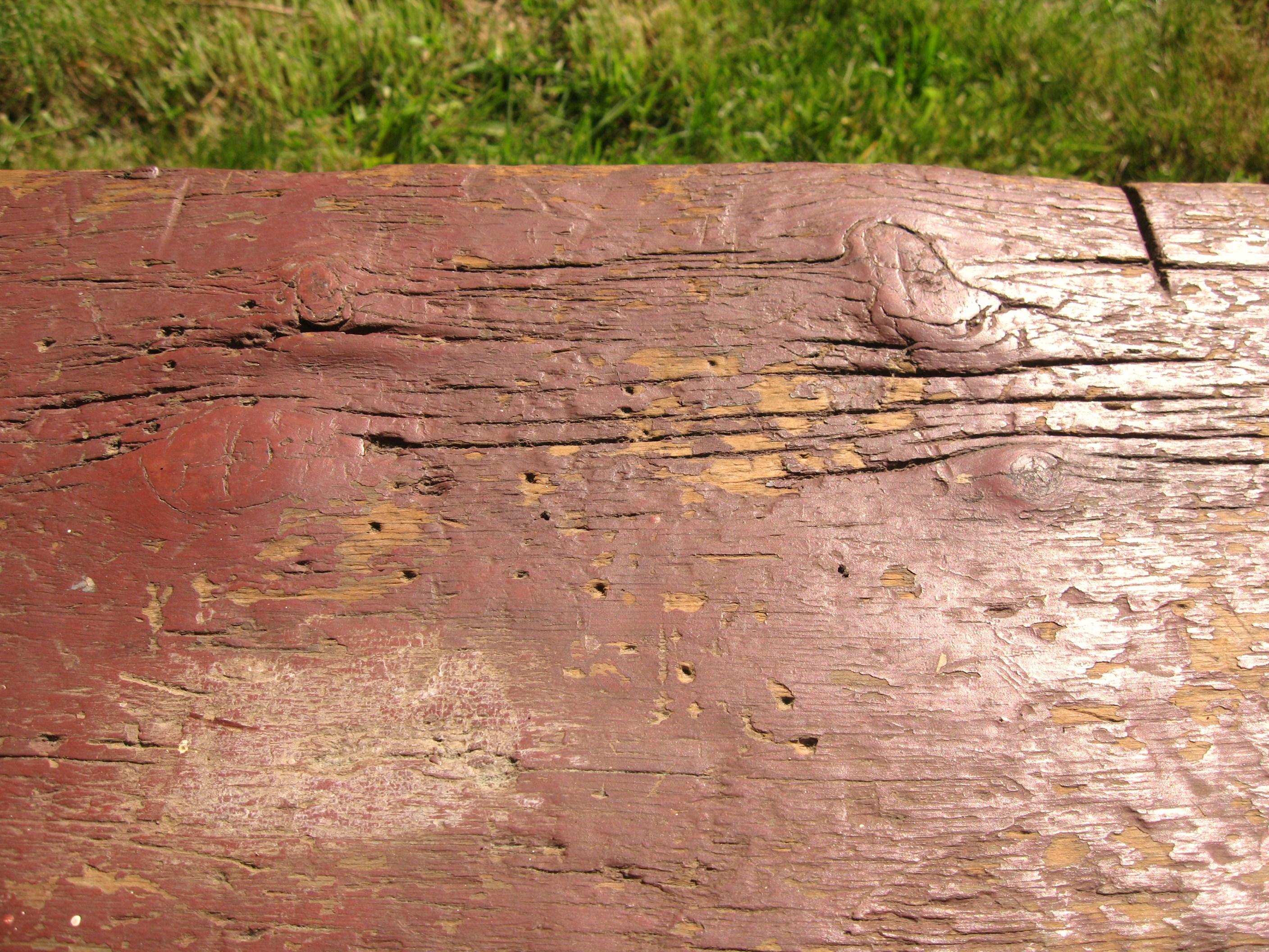 Hand-Crafted 1920s Pine Bench in Great Original Barn Red Paint For Sale