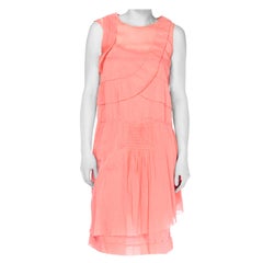 Used 1920S Pink Cotton Ruffle Front Day Dress