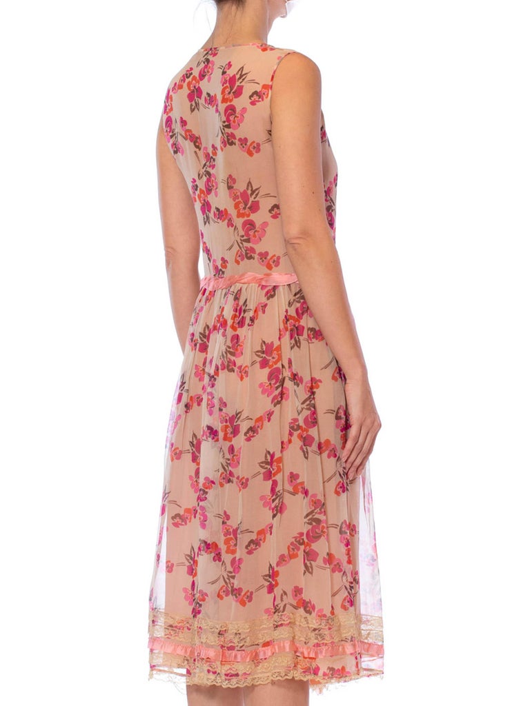 1392 Pink Silvery Slit Chiffon Sleeve Dress