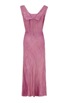 1920s Pink Full Length Lamé Flapper Dress