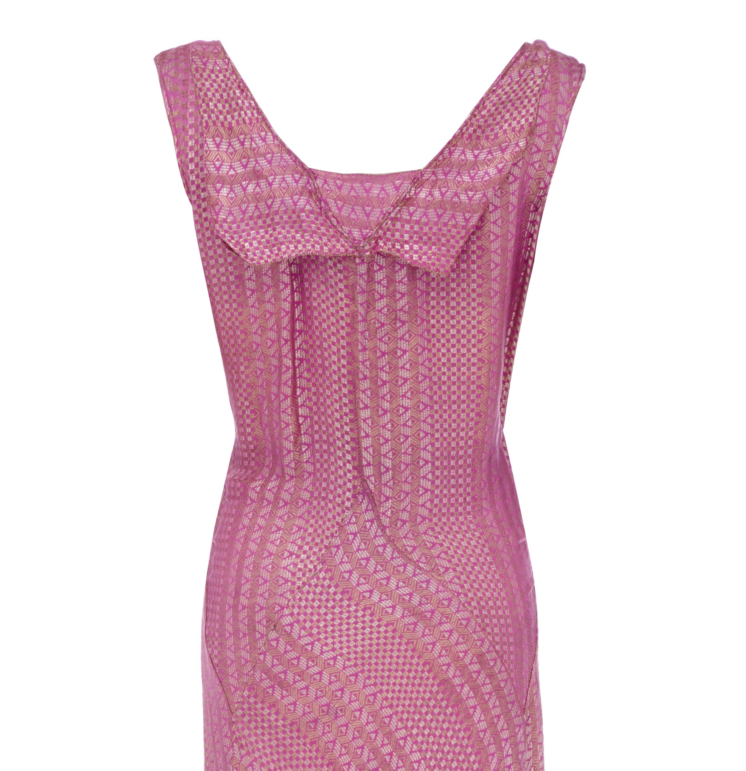 Women's 1920s Pink Full Length Lamé Flapper Dress For Sale