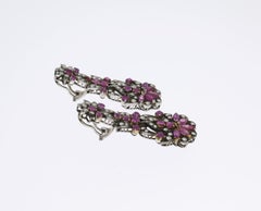 1920er Jahre Pink Sapphire Diamond Silver Dangle Earrings