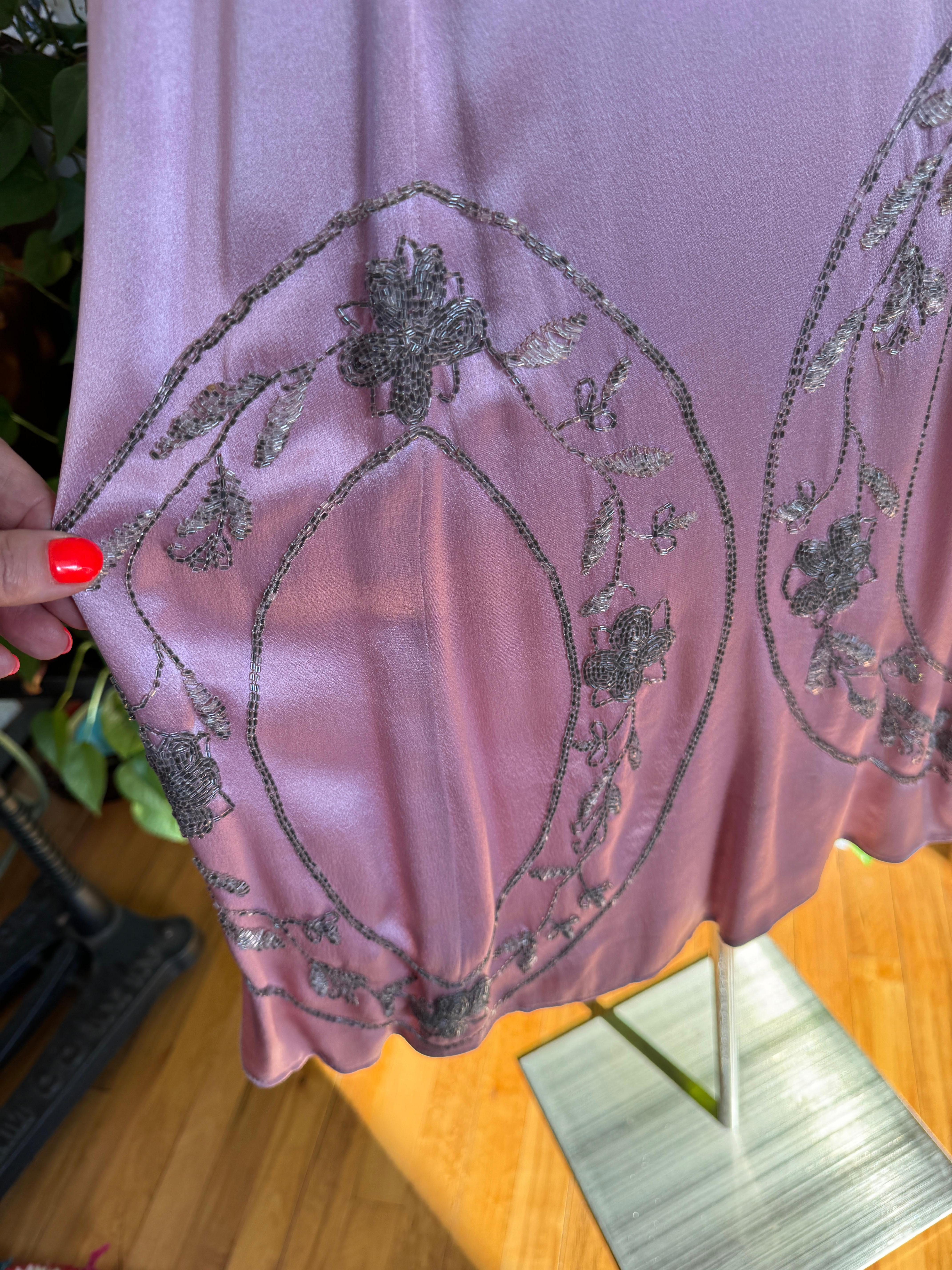Pink Silk Dress Hand Beaded 