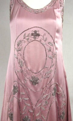 Pink Silk Dress Hand Beaded "Gatsby" Flapper Dress 1920s