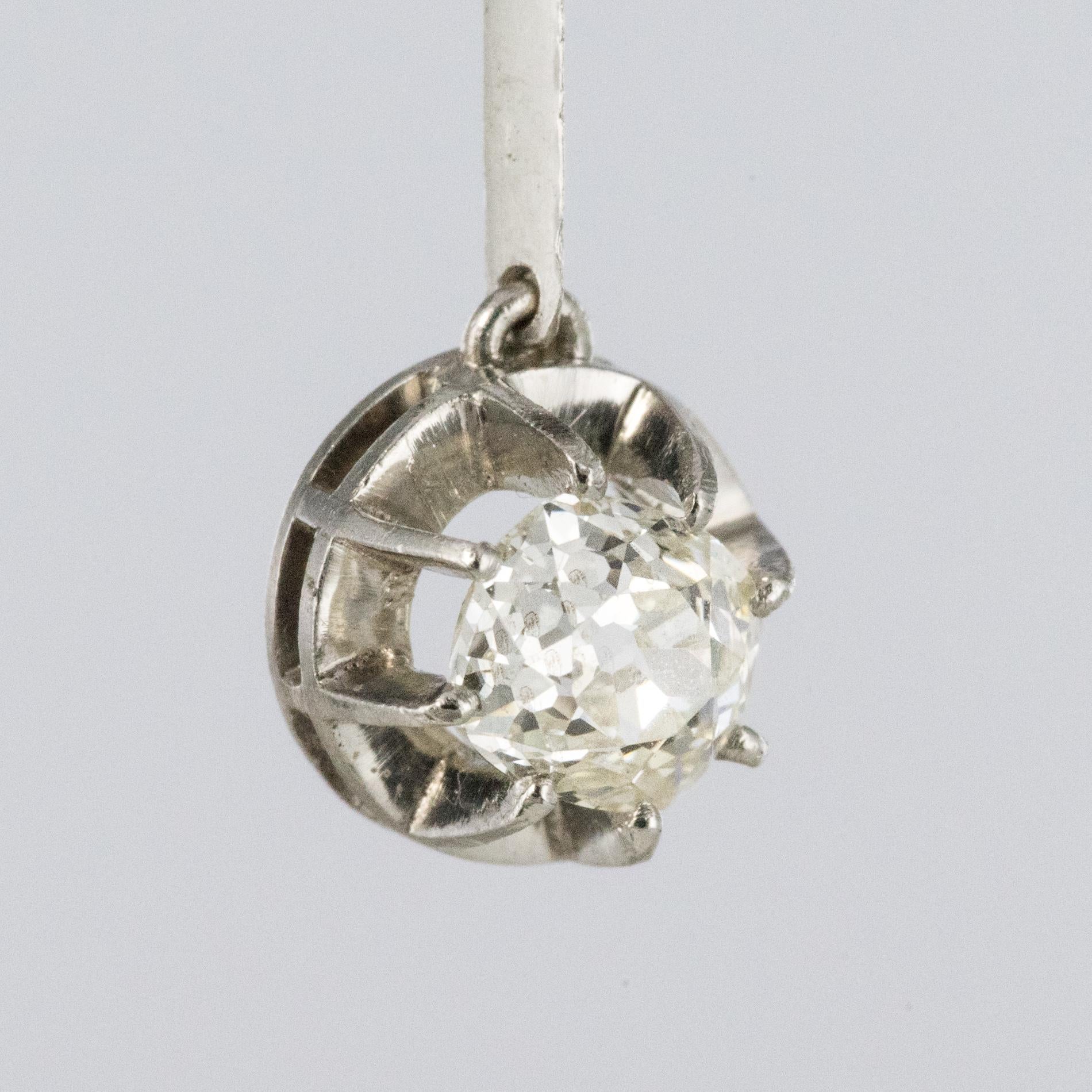 Women's 1920s Art Deco Platinum 18 Karat White Gold Diamond Dangle Earrings