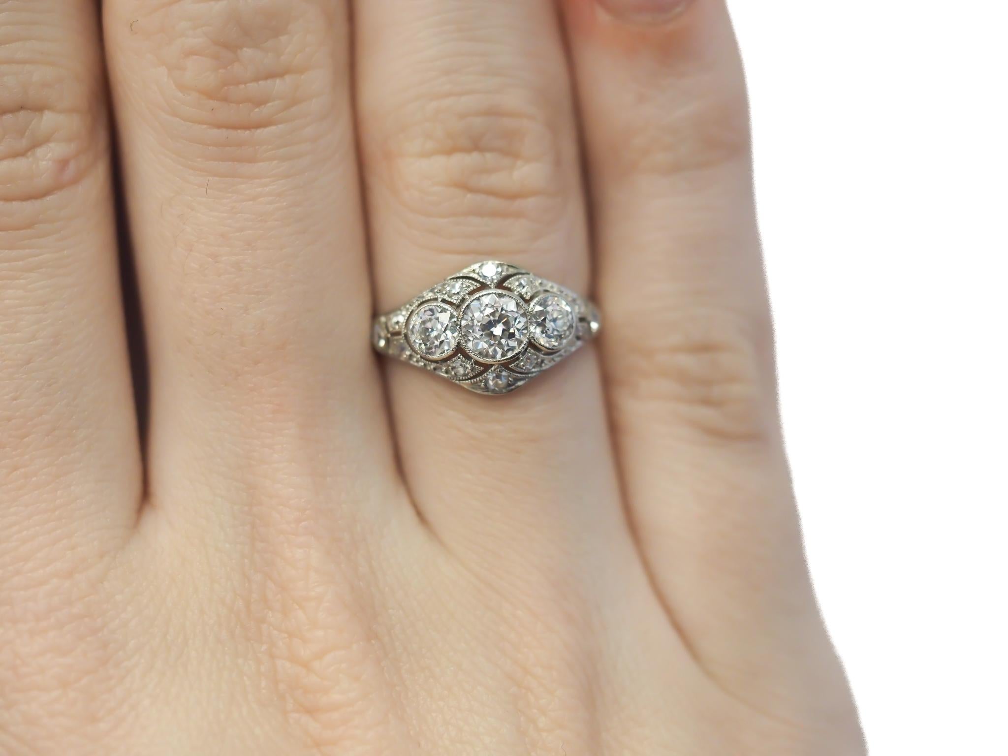 1920s Platinum 3 Stone Old European Diamond Engagement Ring - VEG#26b For Sale 5