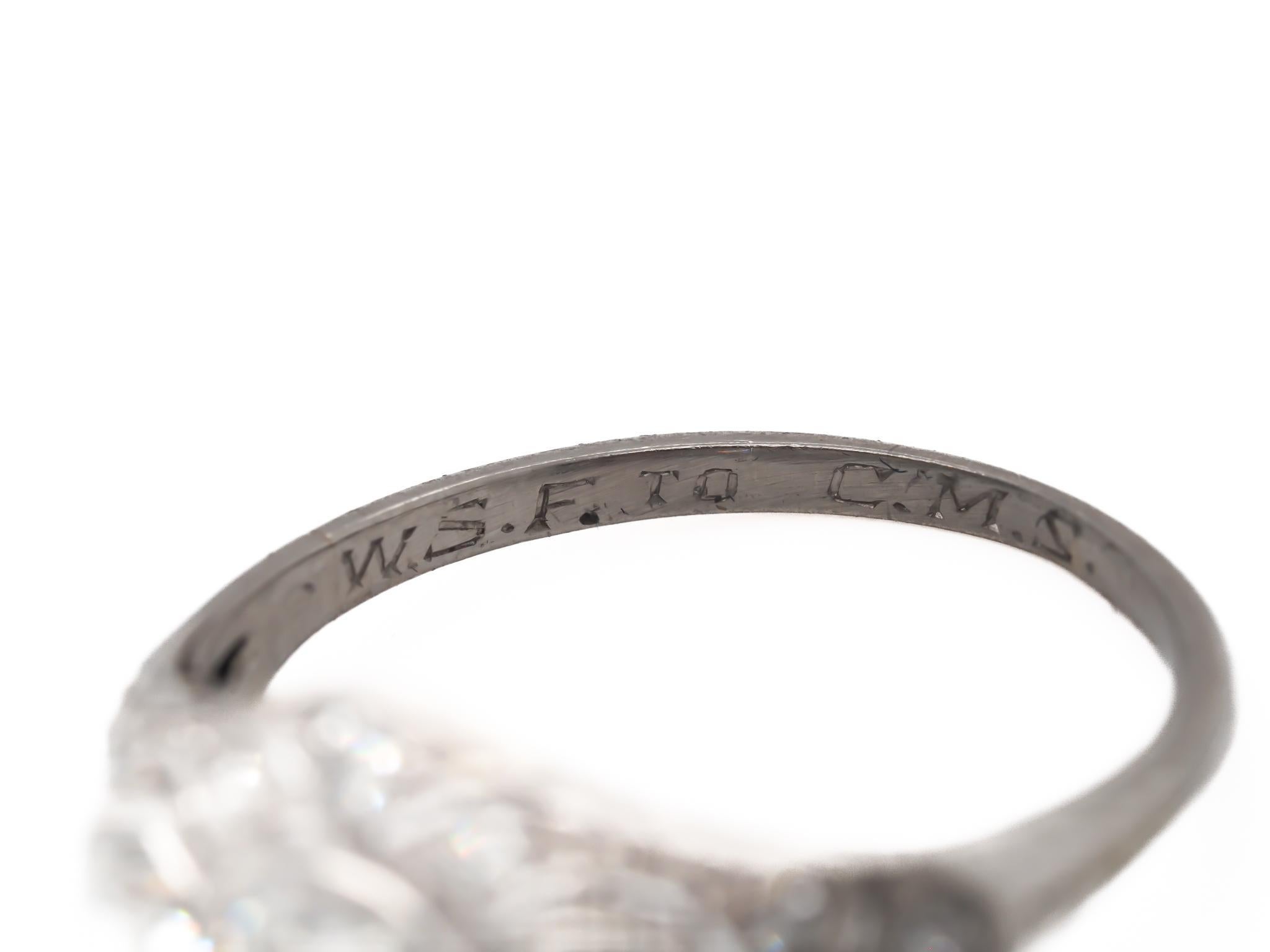 1920s Platinum 3 Stone Old European Diamond Engagement Ring - VEG#26b In Good Condition For Sale In Hicksville, NY