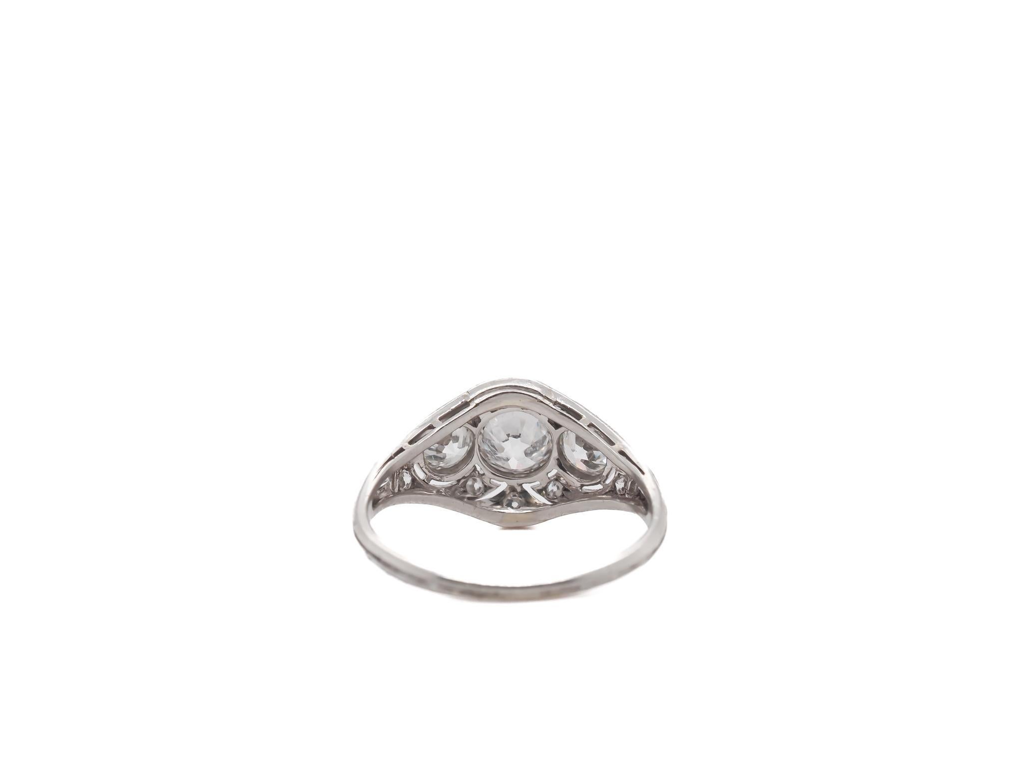Women's 1920s Platinum 3 Stone Old European Diamond Engagement Ring - VEG#26b For Sale