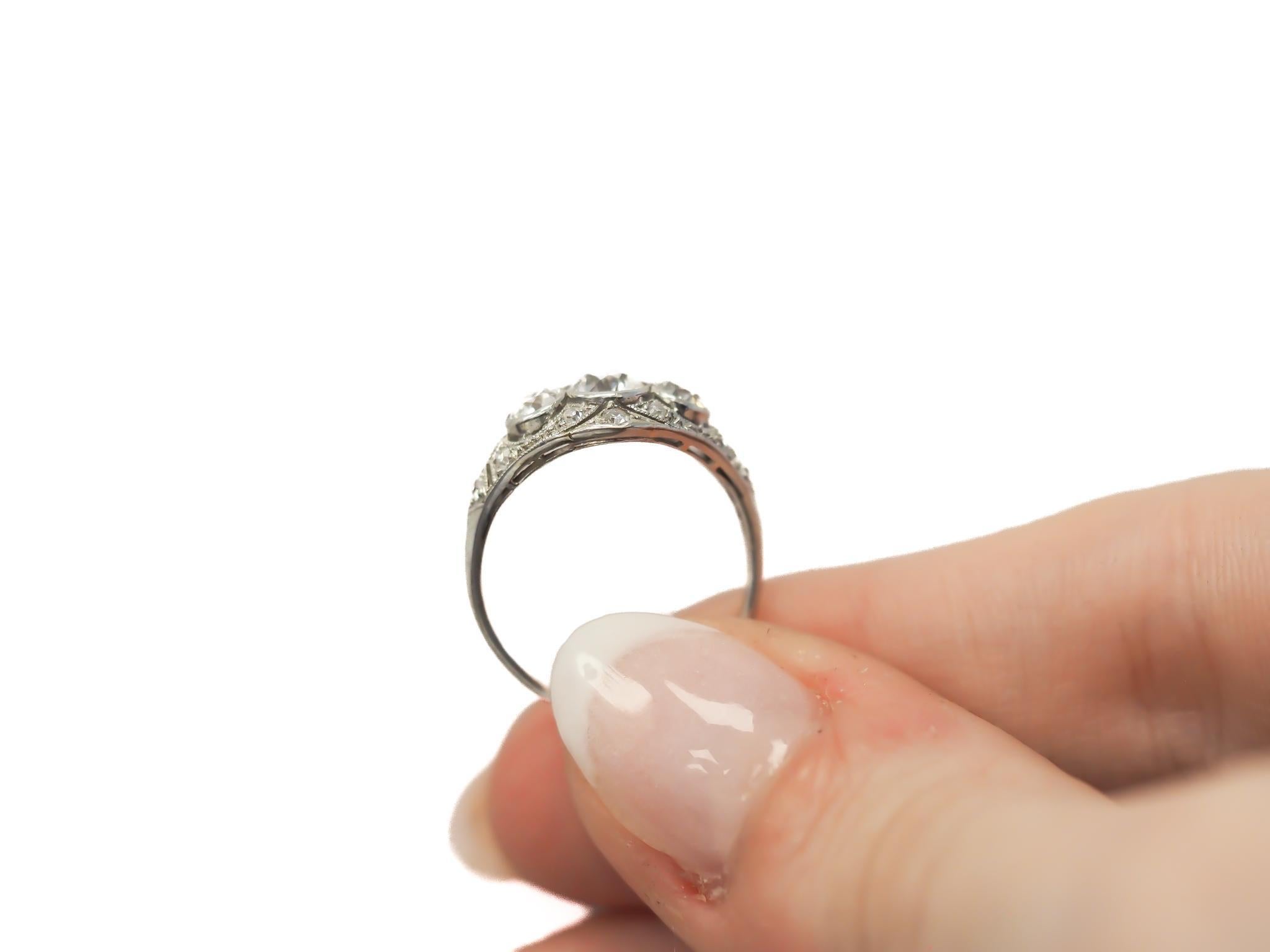 1920s Platinum 3 Stone Old European Diamond Engagement Ring - VEG#26b For Sale 1