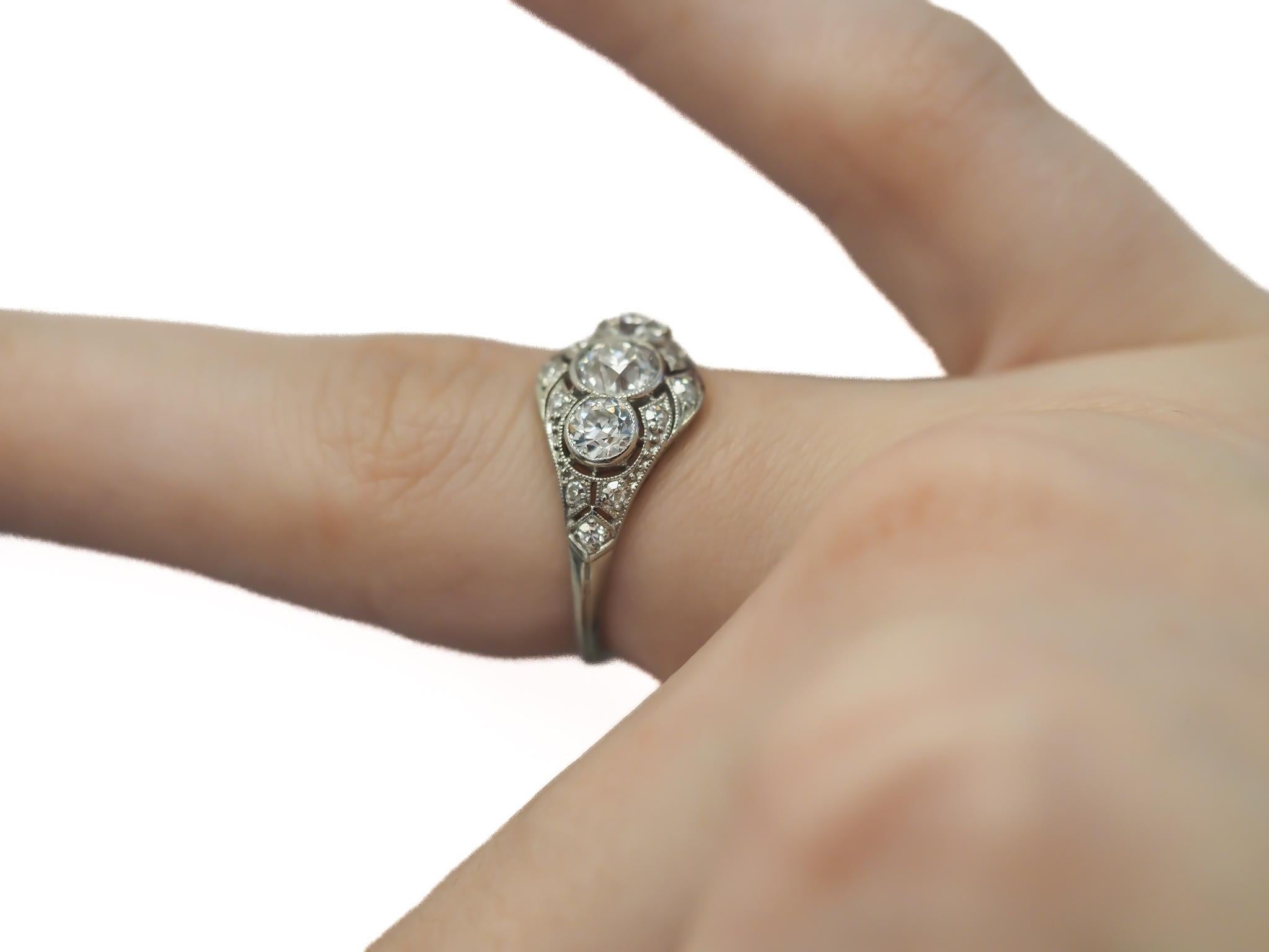 1920s Platinum 3 Stone Old European Diamond Engagement Ring - VEG#26b For Sale 4