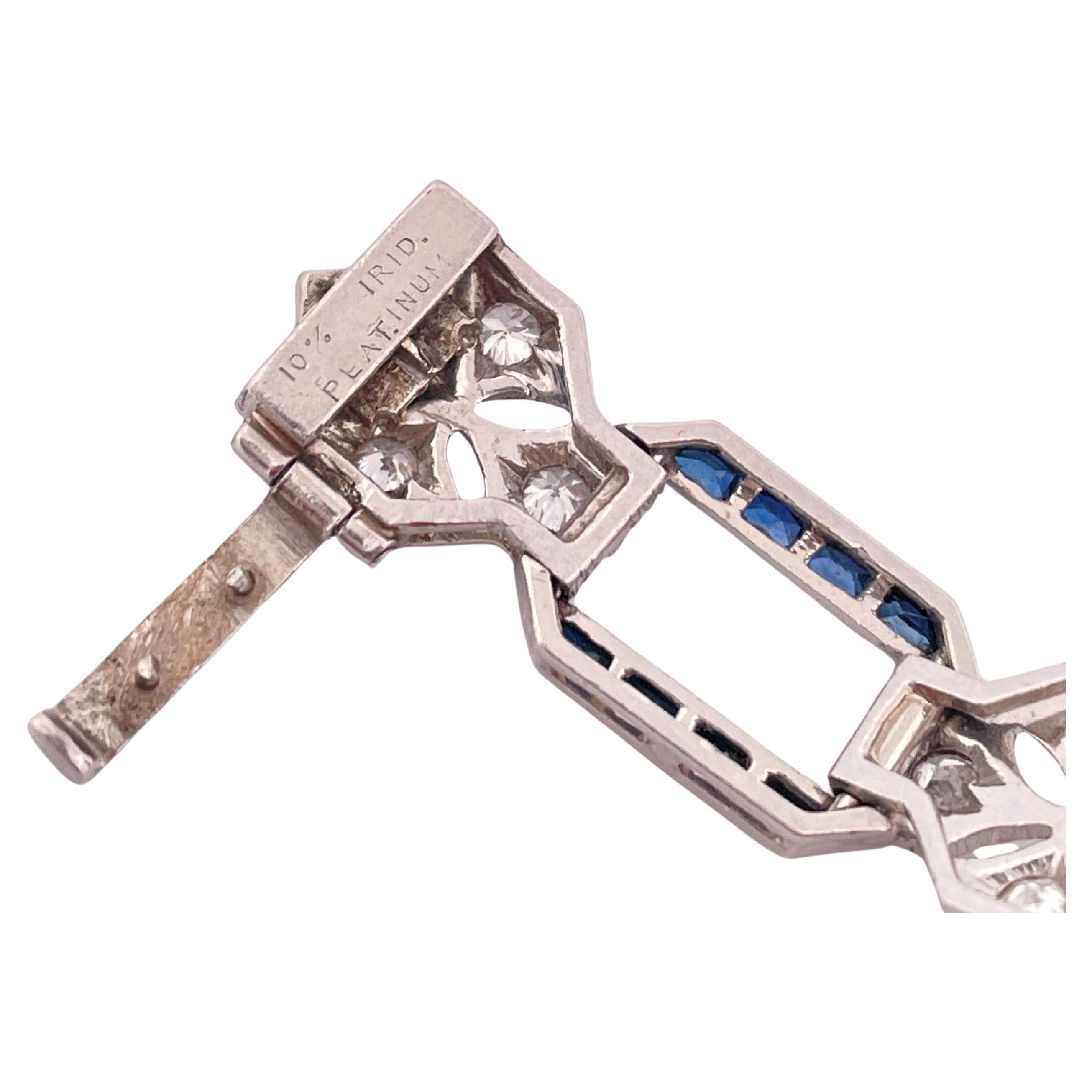 Bracelet en platine des années 1920 avec 3.00ctw de diamant et 2.00ctw de saphir en vente 4