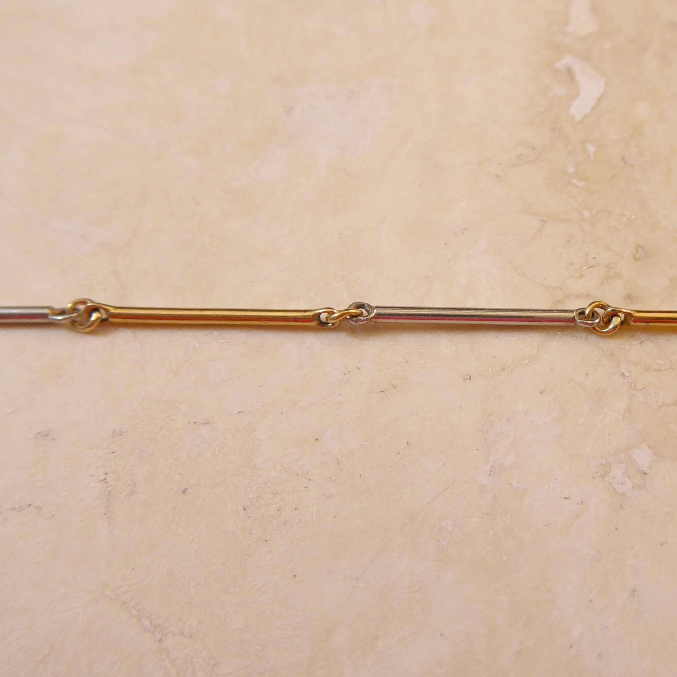 Women's 1920s Platinum and Gold Albert Watch Chain Bracelet, Swivel Clip Catch