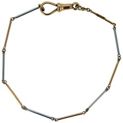 1920s Platinum and Gold Albert Watch Chain Bracelet, Swivel Clip Catch