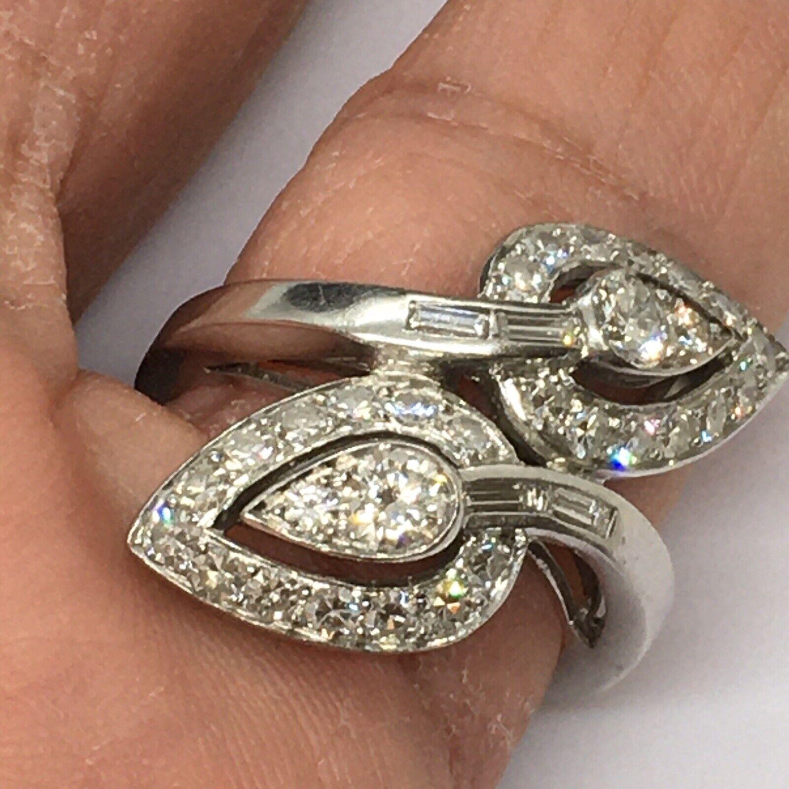 De las mujeres 1920s Platino Art Deco 1 Quilate Diamante Antiguo Anillo Hecho a Mano Americano Tamaño 5.75 en venta