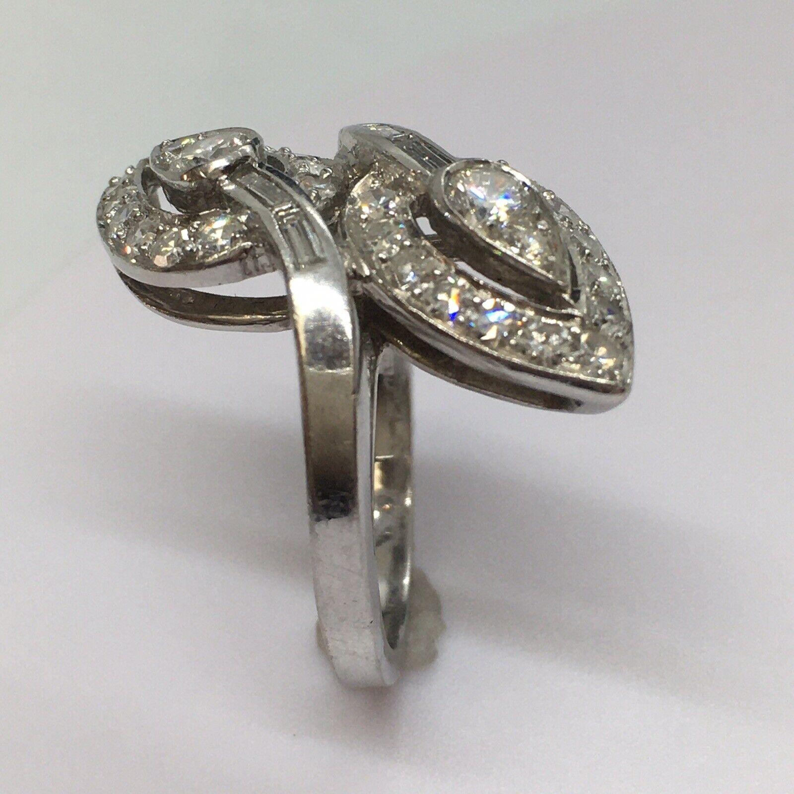 1920s Platino Art Deco 1 Quilate Diamante Antiguo Anillo Hecho a Mano Americano Tamaño 5.75 en venta 2