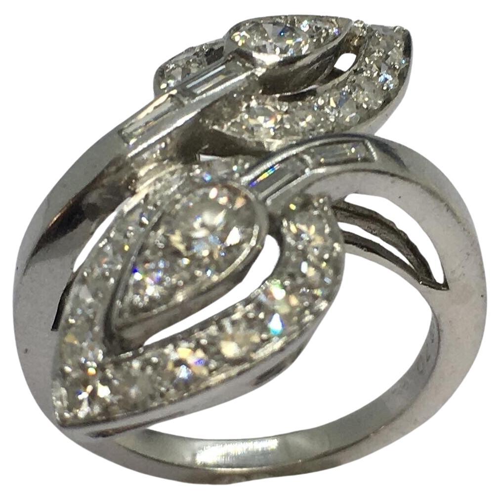 1920s Platinum Art Deco 1 Carat Diamond Antique Ring Handmade American Size 5.75 For Sale