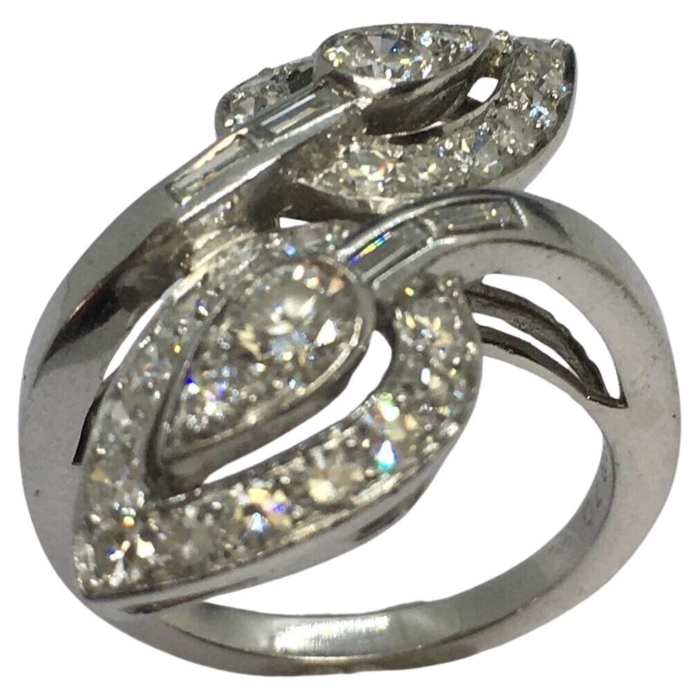 1920s Platino Art Deco 1 Quilate Diamante Antiguo Anillo Hecho a Mano Americano Tamaño 5.75 en venta
