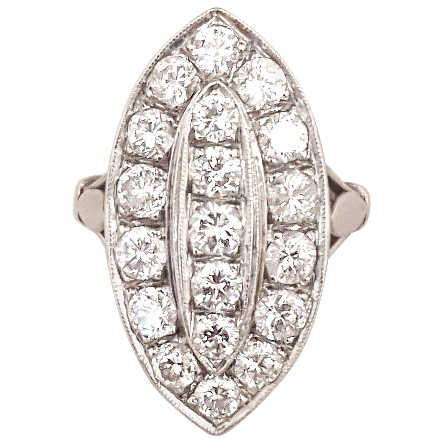 1920s Platinum Art Deco Diamond Ring For Sale