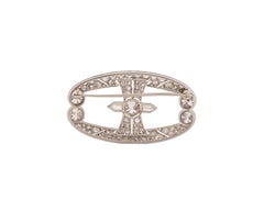 1920s Platinum Art Deco Geometric Old European Diamond Brooch