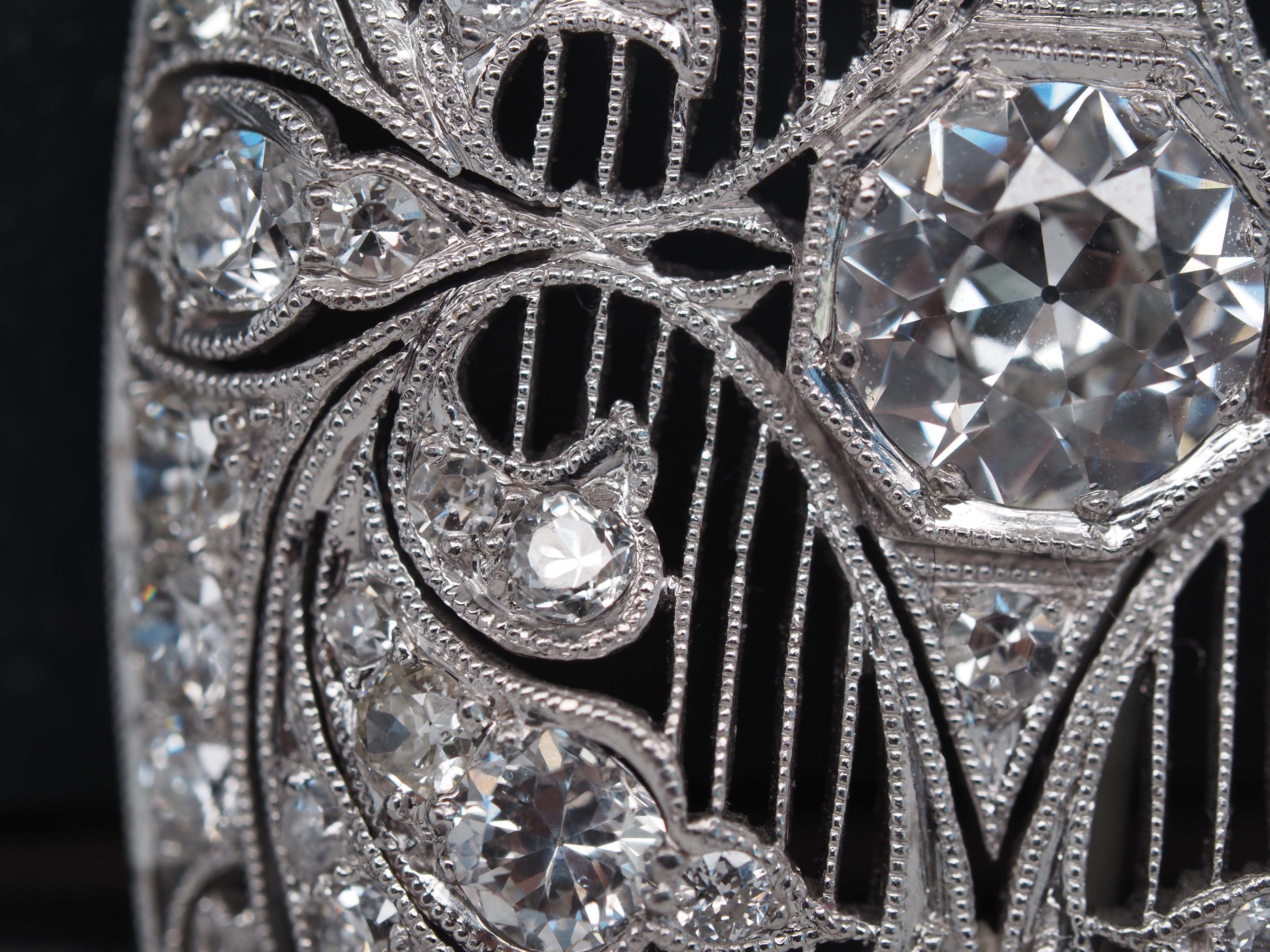 1920s Platinum Art Deco Old European Cut Diamond Pendant and Brooch In Good Condition For Sale In Atlanta, GA