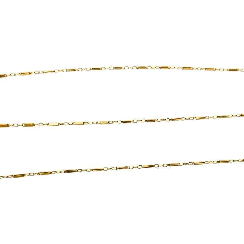 Collana a barre in platino degli anni '20 con zaffiro e diamante e catena in oro 14k in vendita 2