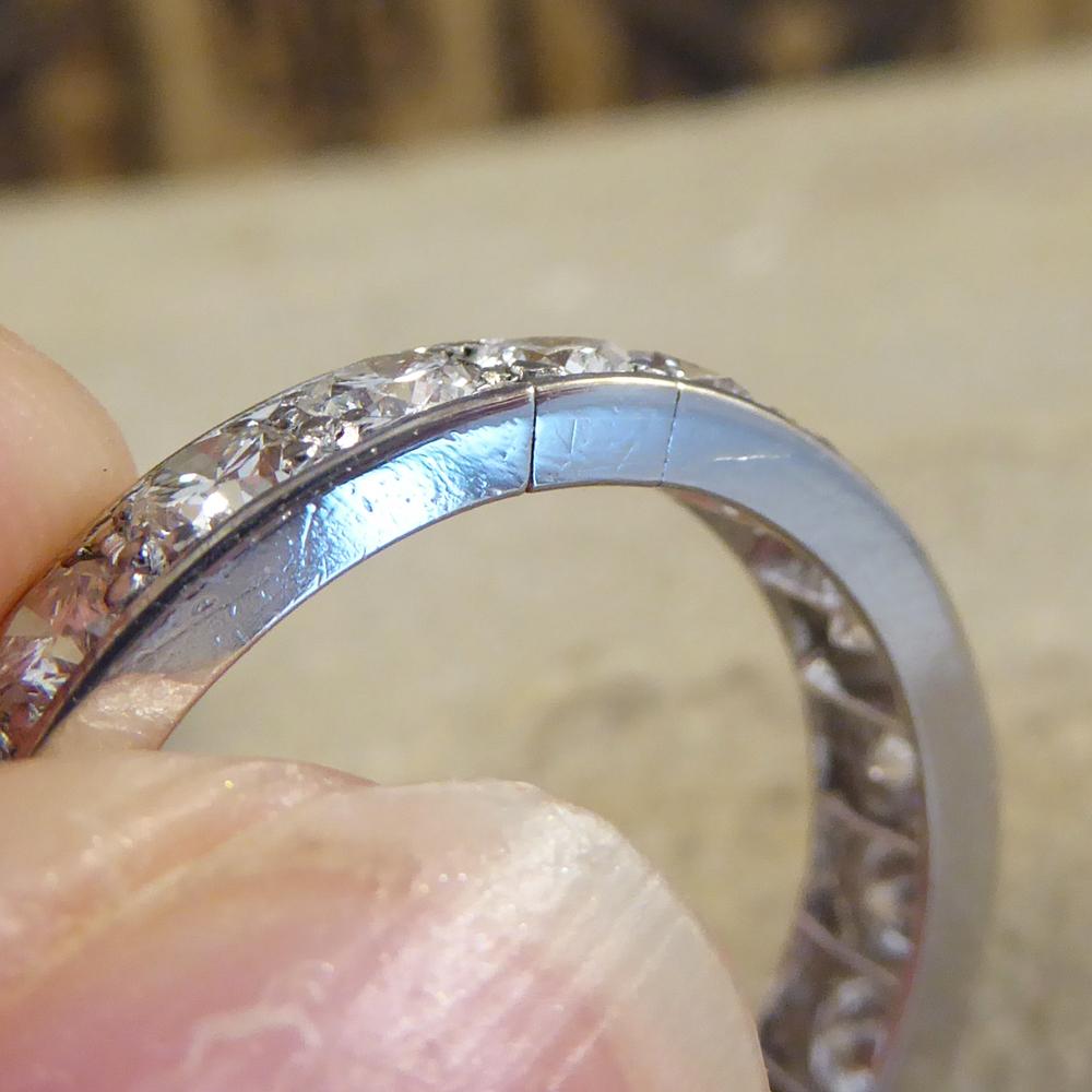 Round Cut 1920s Platinum Eternity Ring Set with 2.40 Carat Diamonds