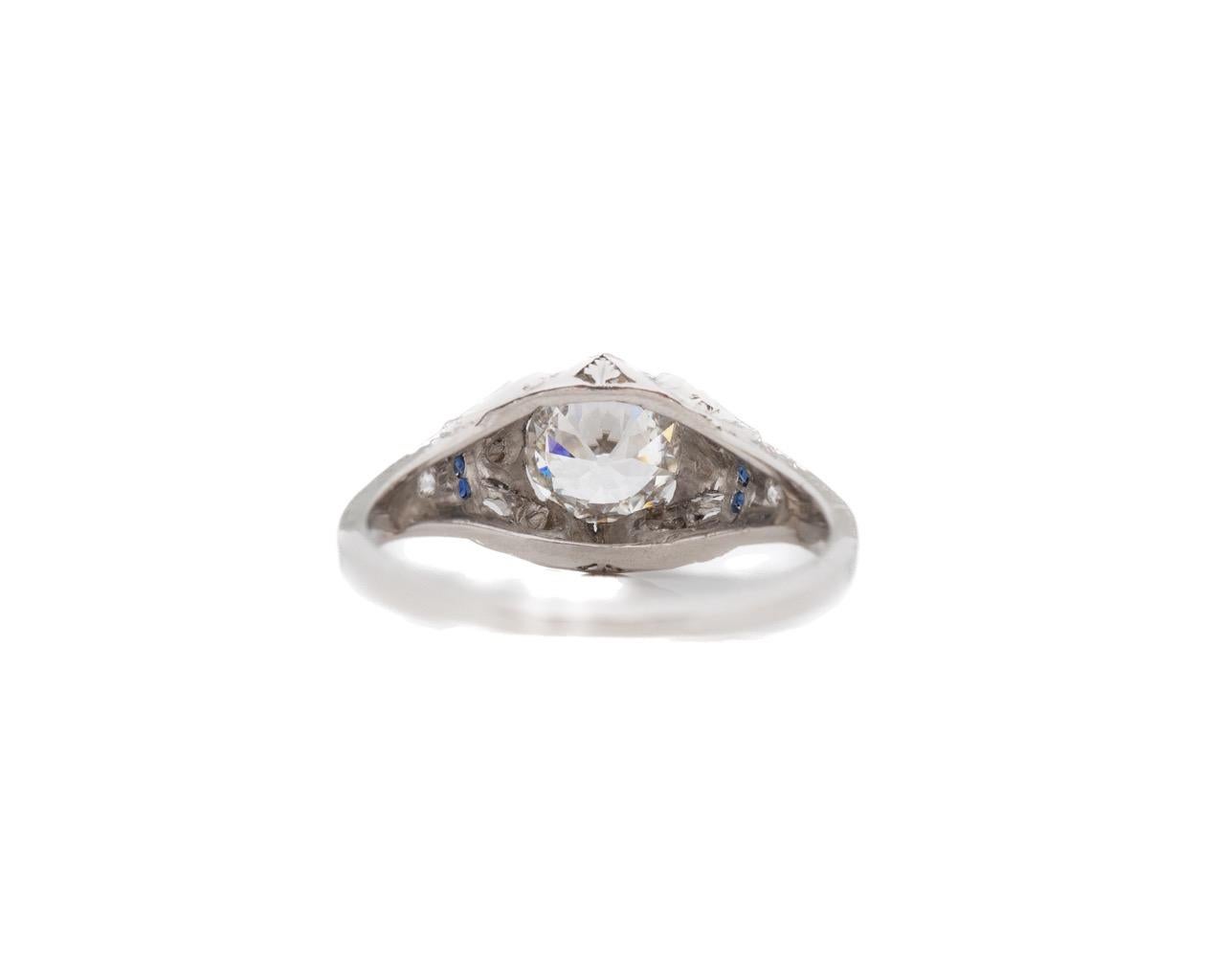 1920er Jahre Platin GIA Alte Europäische Brillant Diamant und Saphir Verlobungsring für Damen oder Herren im Angebot