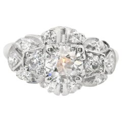 1920er Jahre Platin Old European Cut Diamant Deco Verlobungsring 1 ct+ mit Schätzung