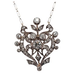 1920s Platinum Royal Art Deco Drop Diamond Necklace