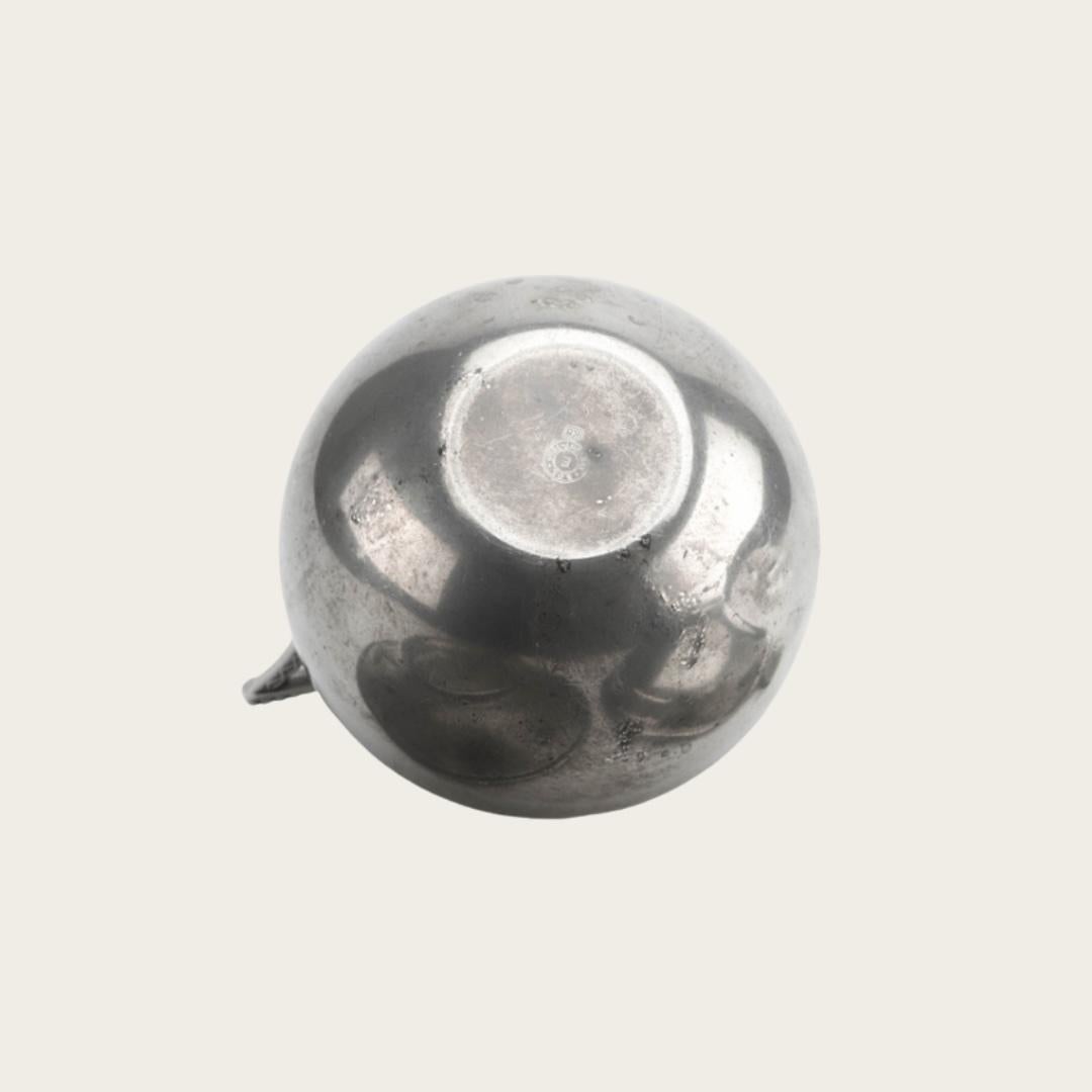 Peltro 1920s Polished Pewter Globe Vase by Svenskt Tenn with Beaded Handle Details in vendita