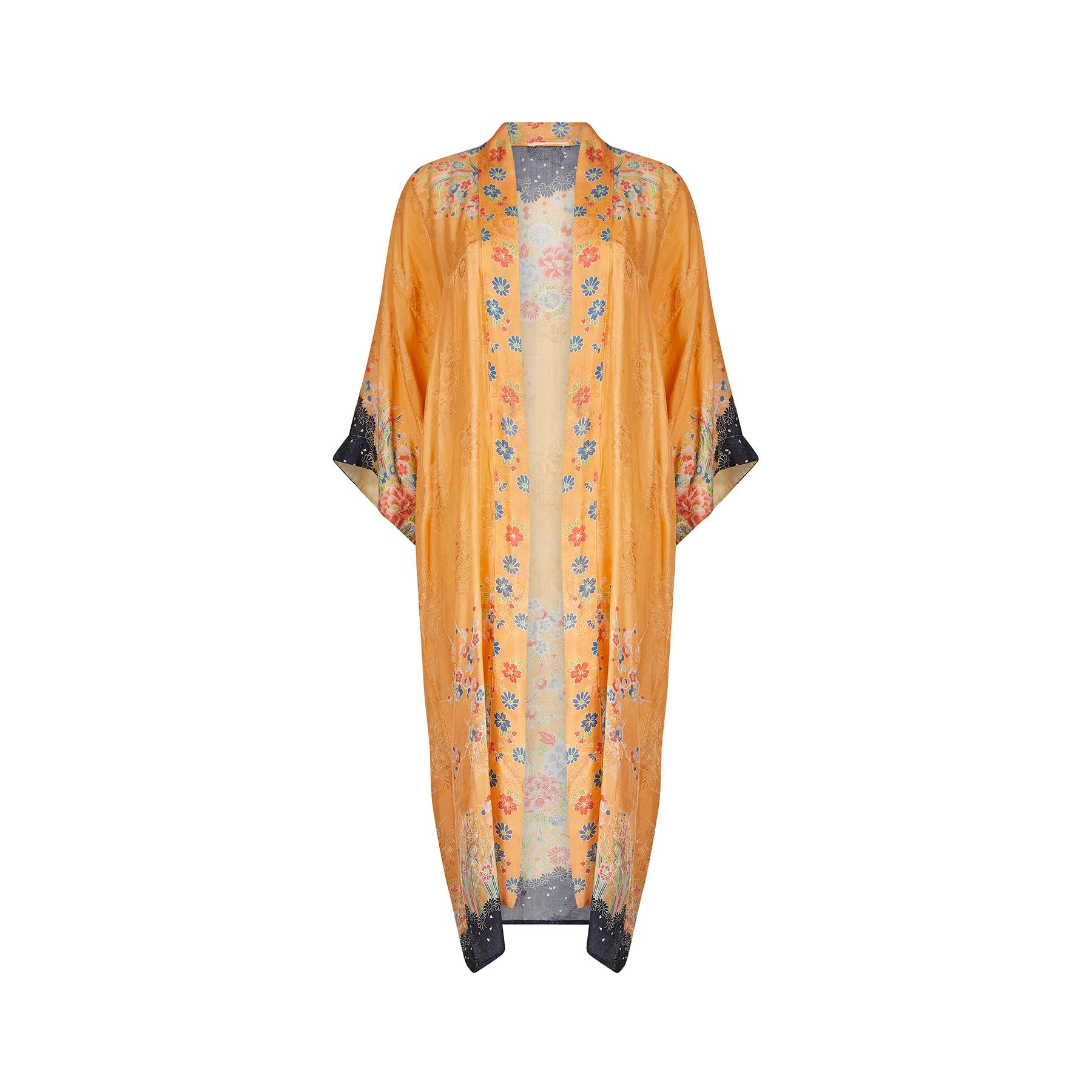 1920s Pongee Silk Satsuma Dressing Robe Gown In Excellent Condition In London, GB