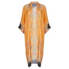 1920s Pongee Silk Satsuma Dressing Robe Gown