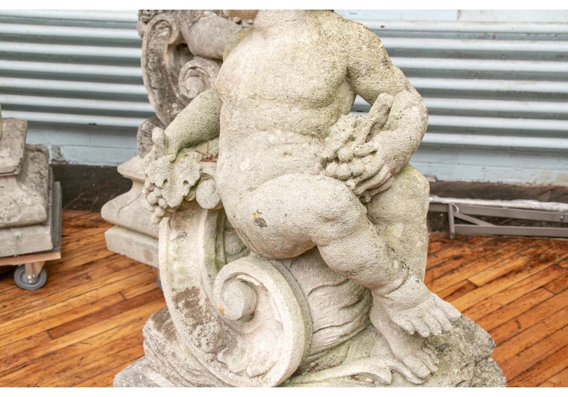 1920s Portland Cement Garden Sculptures of Putti Representing the Four Seasons 3
