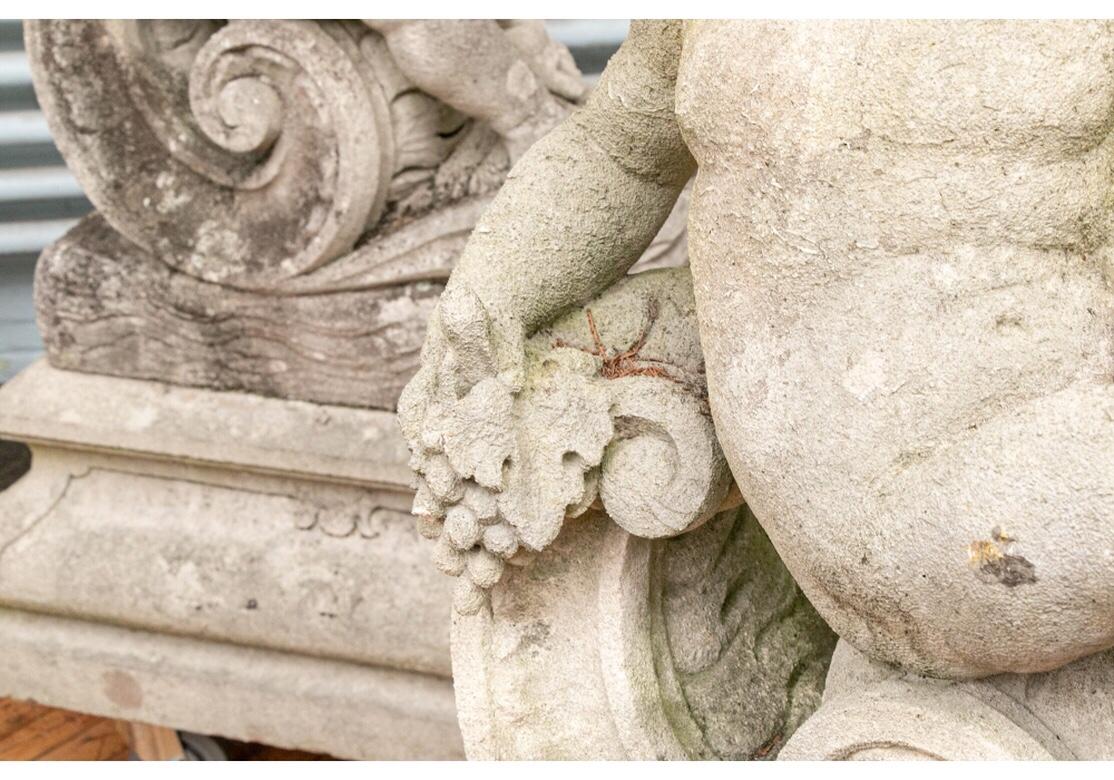 American 1920s Portland Cement Garden Sculptures of Putti Representing the Four Seasons